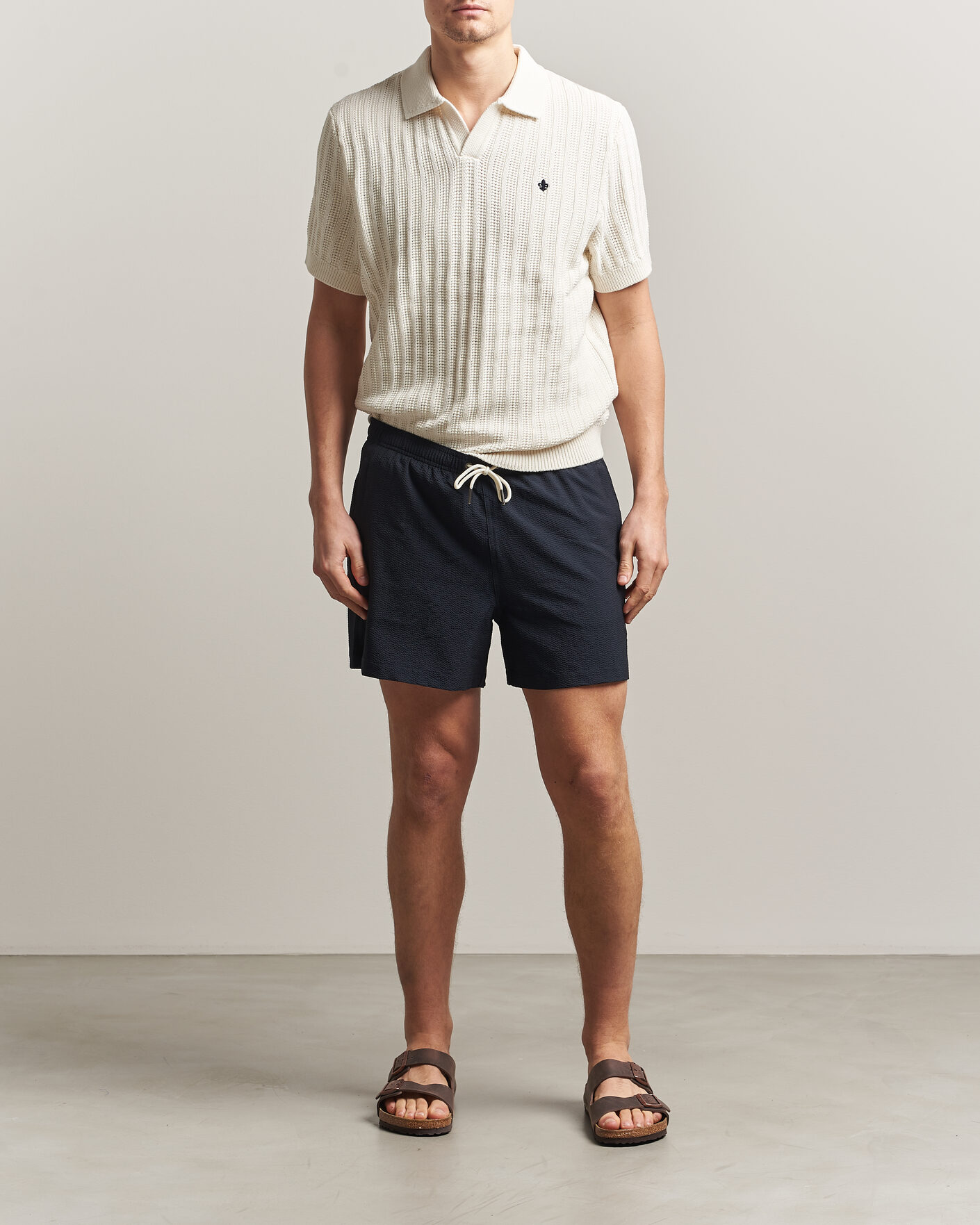 Homme | Maillots De Bain | Morris | Seersucker Bathing Trunks Dark Blue