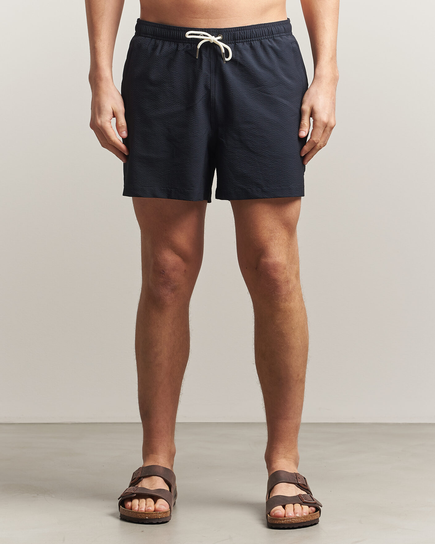 Homme | Maillots De Bain | Morris | Seersucker Bathing Trunks Dark Blue