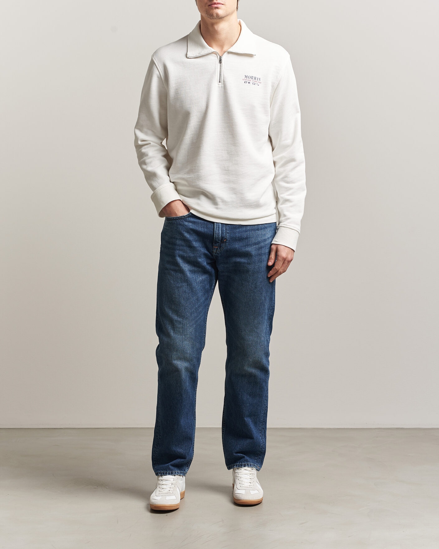Homme | Pulls Et Tricots | Morris | Northcott Slub Half-Zip White