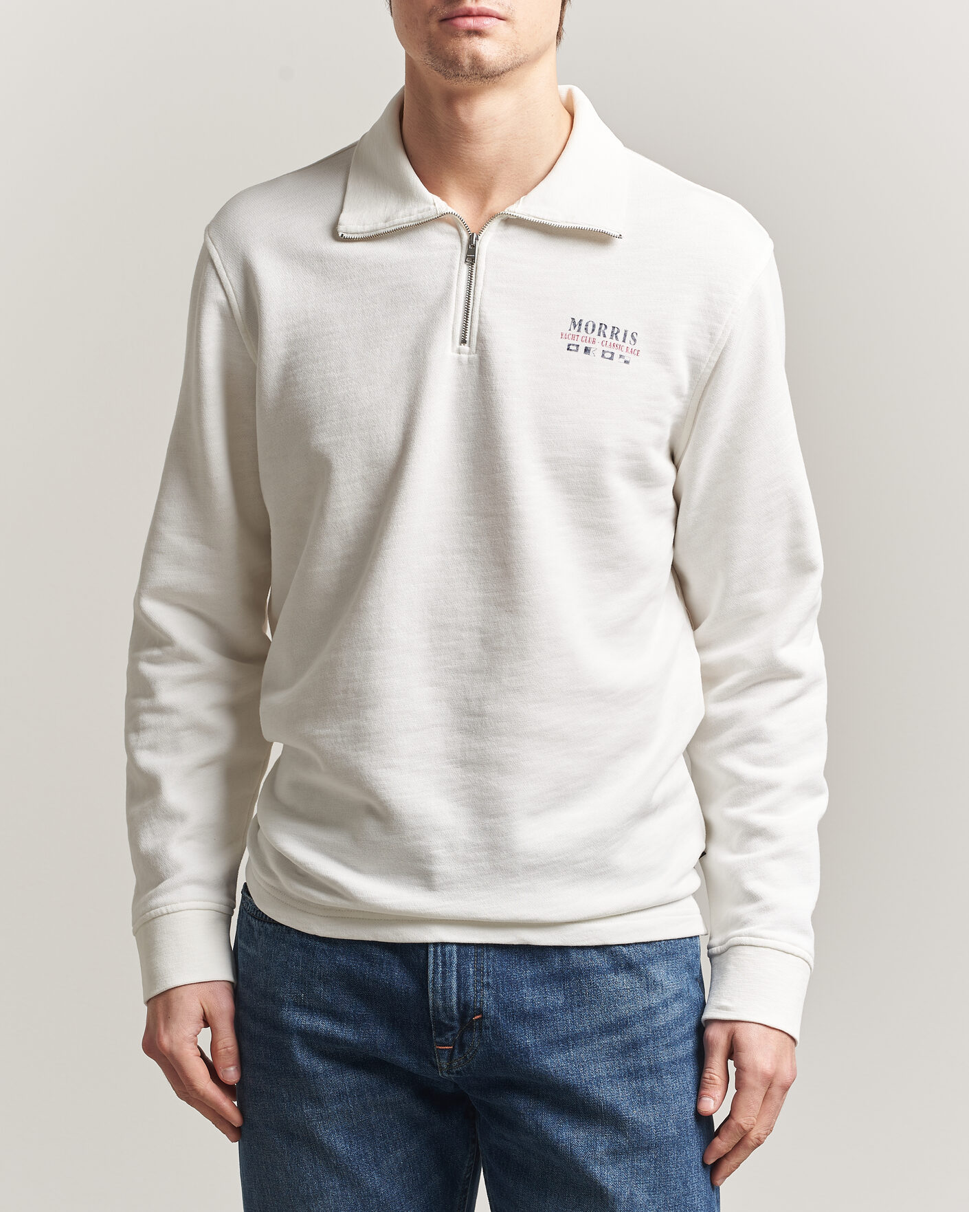 Homme | Pulls Et Tricots | Morris | Northcott Slub Half-Zip White