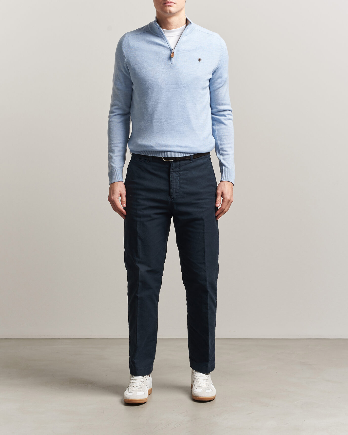 Homme | Pulls Et Tricots | Morris | John Merino Half-Zip Light Blue