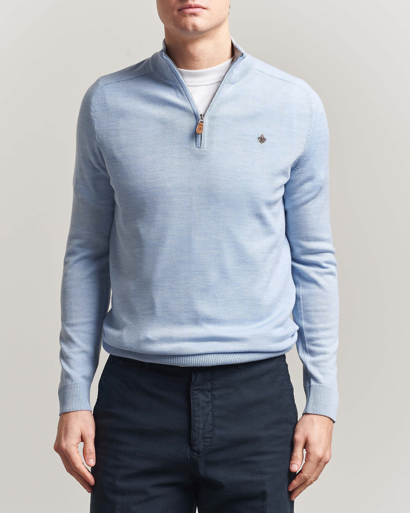 Homme | Pulls Et Tricots | Morris | John Merino Half-Zip Light Blue