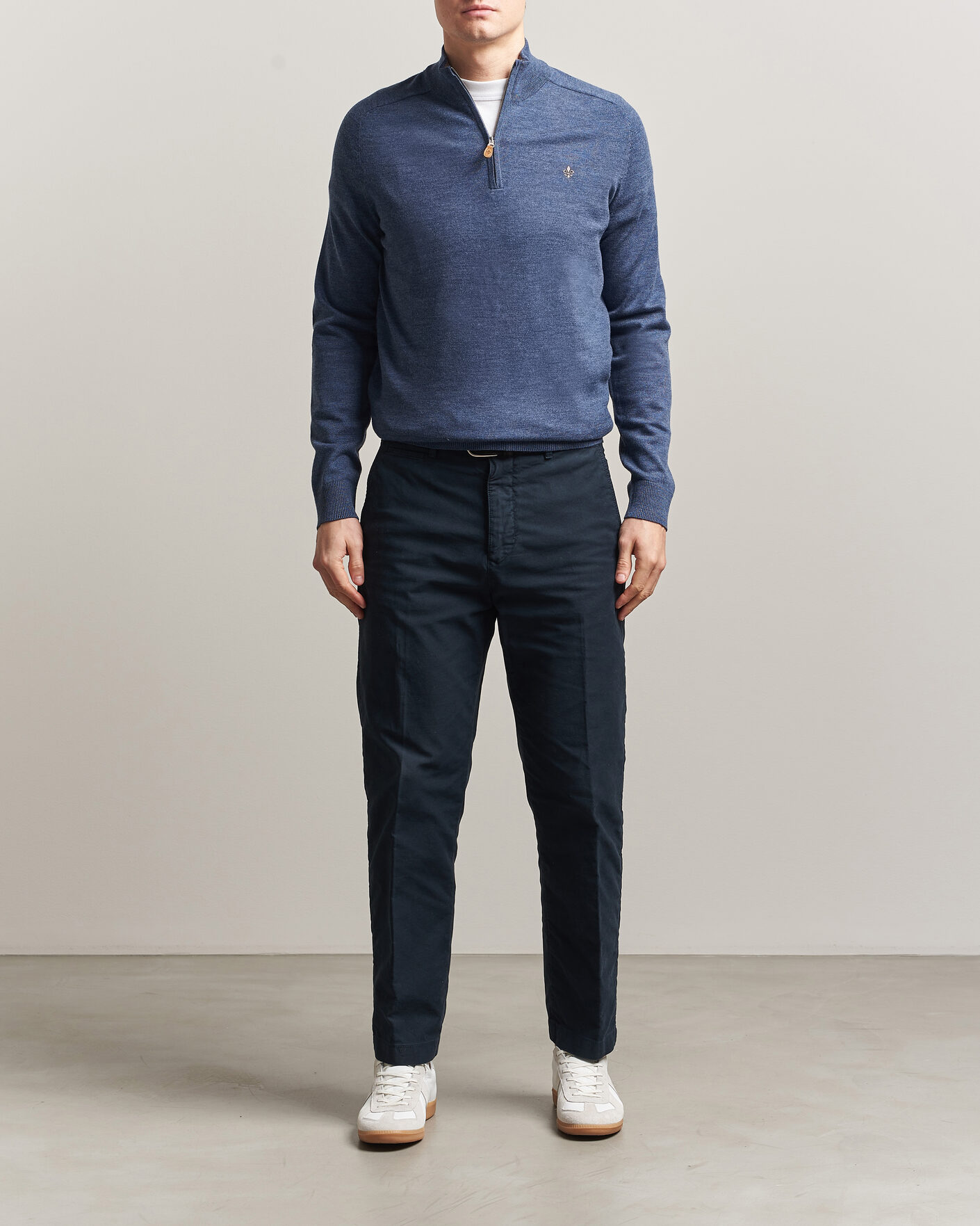 Homme | Pulls Et Tricots | Morris | John Merino Half-Zip Blue