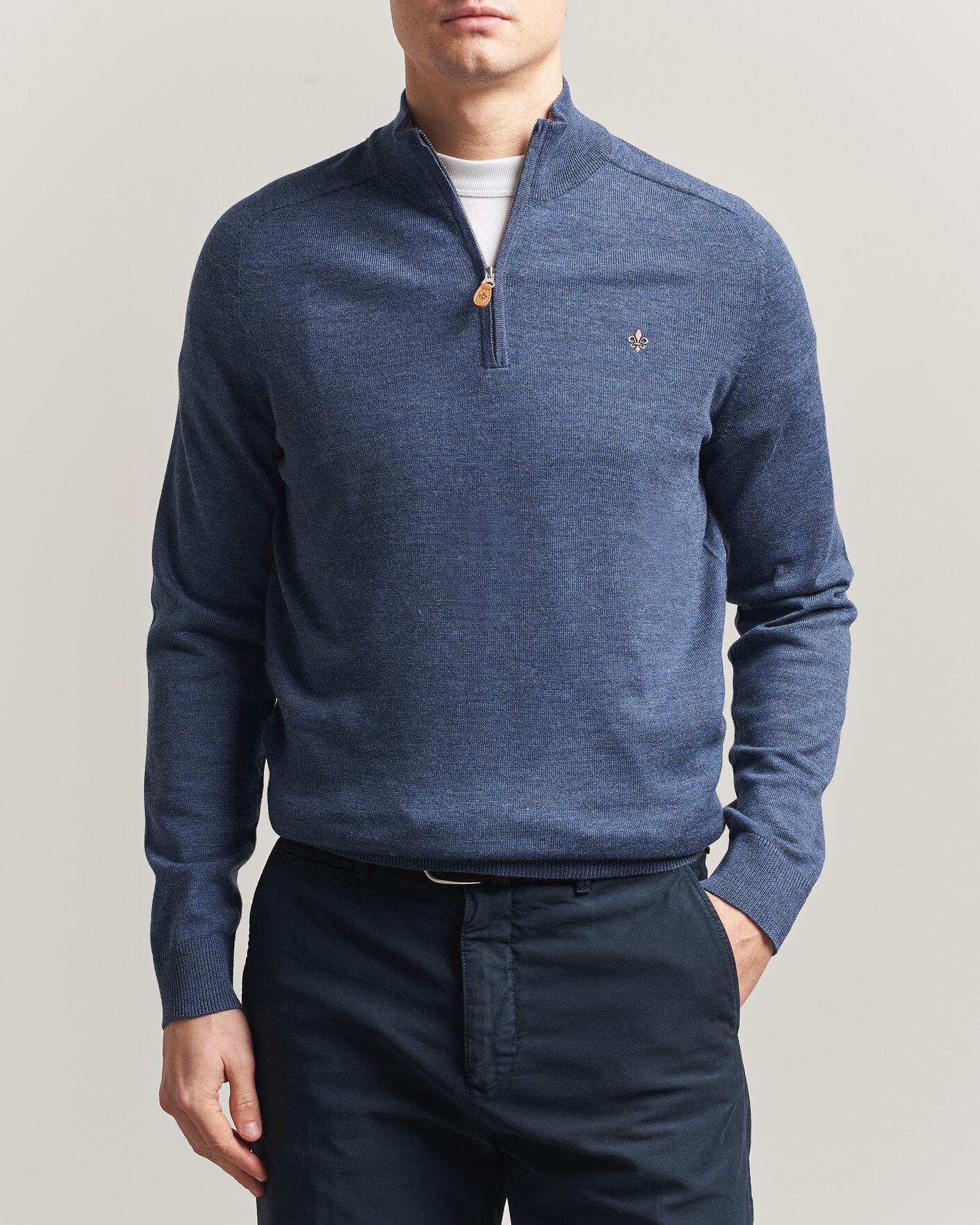 Homme | Pulls Et Tricots | Morris | John Merino Half-Zip Blue