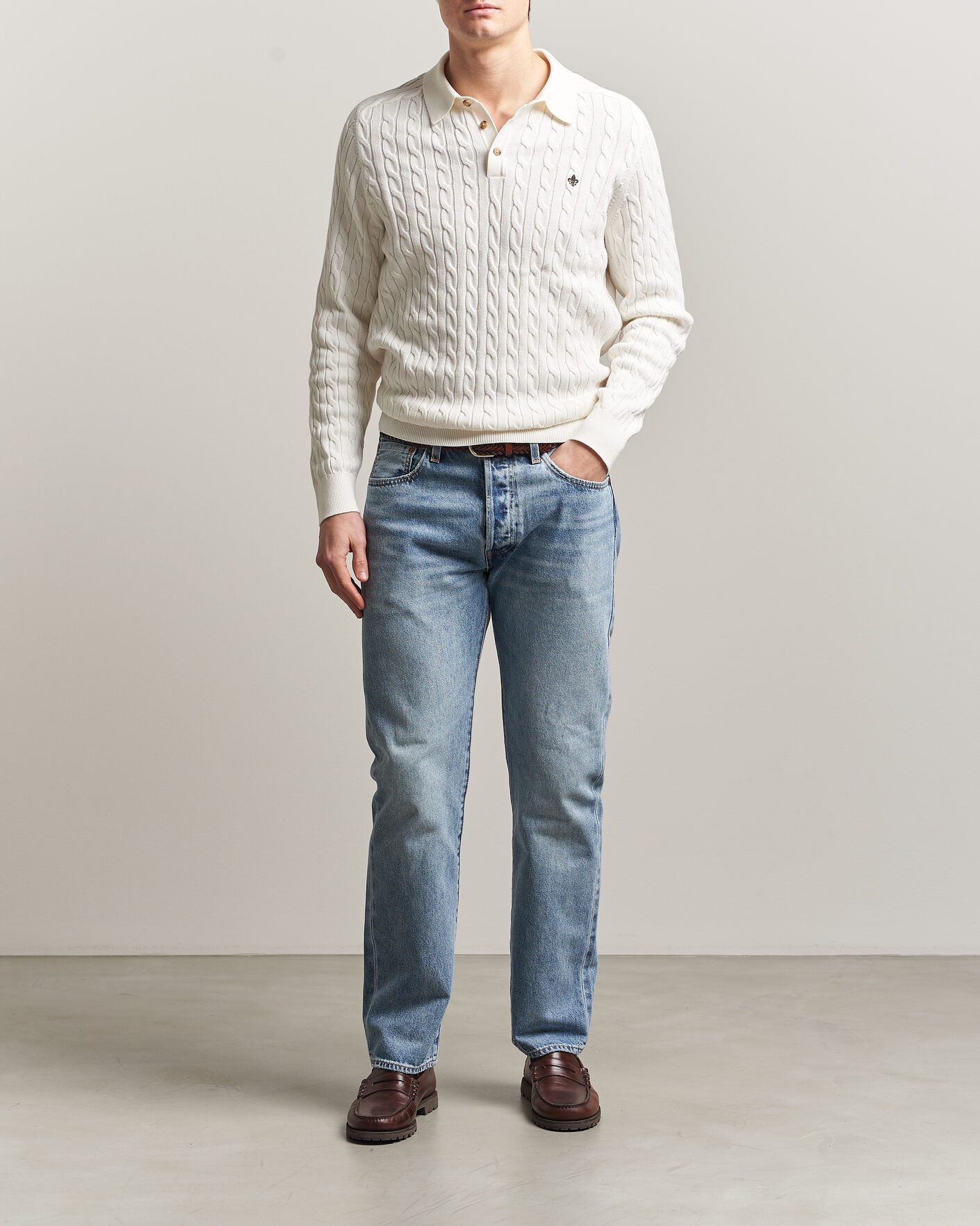 Homme | Pulls Et Tricots | Morris | Lancaster Cable Polo Off White