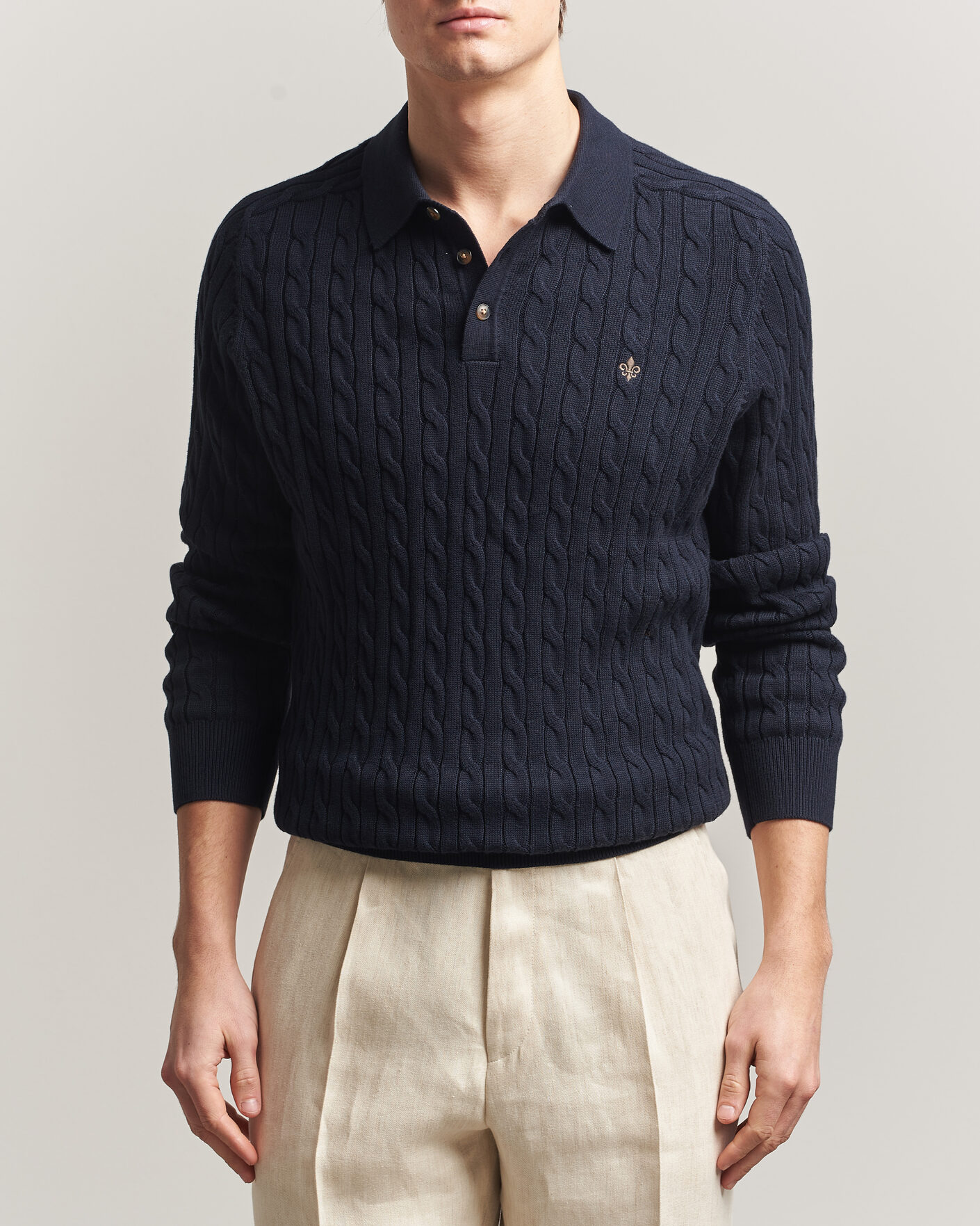 Homme | Pulls Et Tricots | Morris | Lancaster Cable Polo Navy