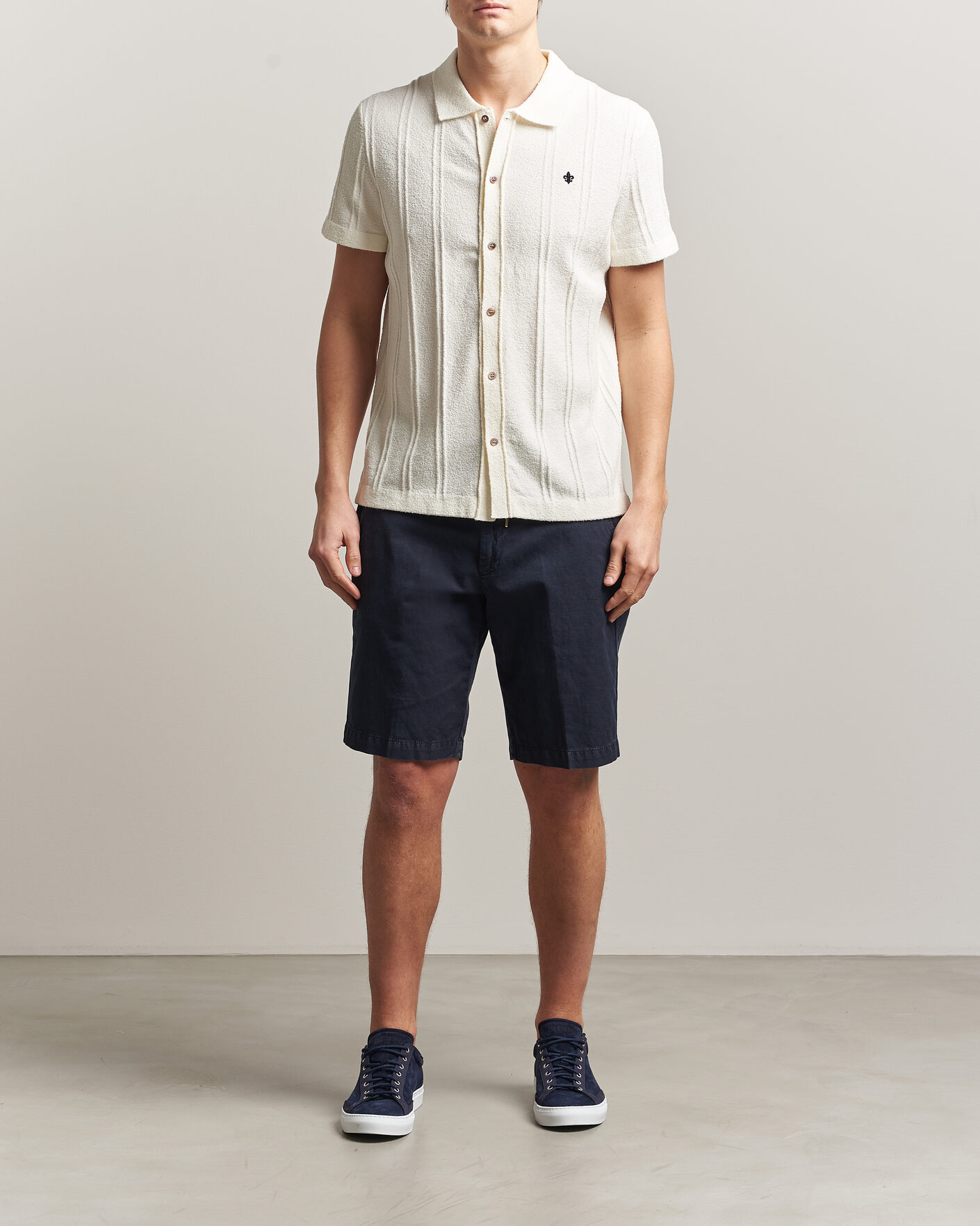 Homme | Chemises | Morris | Clayton Knitted Short Sleeve Shirt Off White