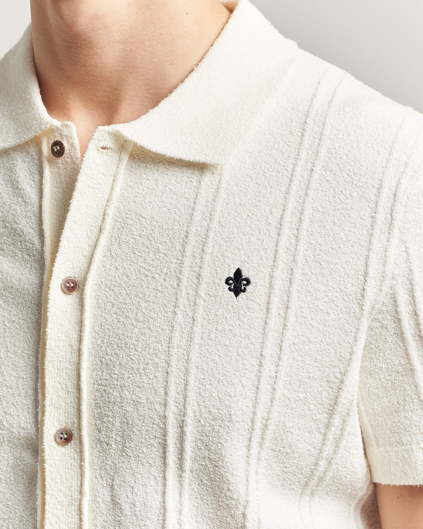 Homme | Chemises | Morris | Clayton Knitted Short Sleeve Shirt Off White