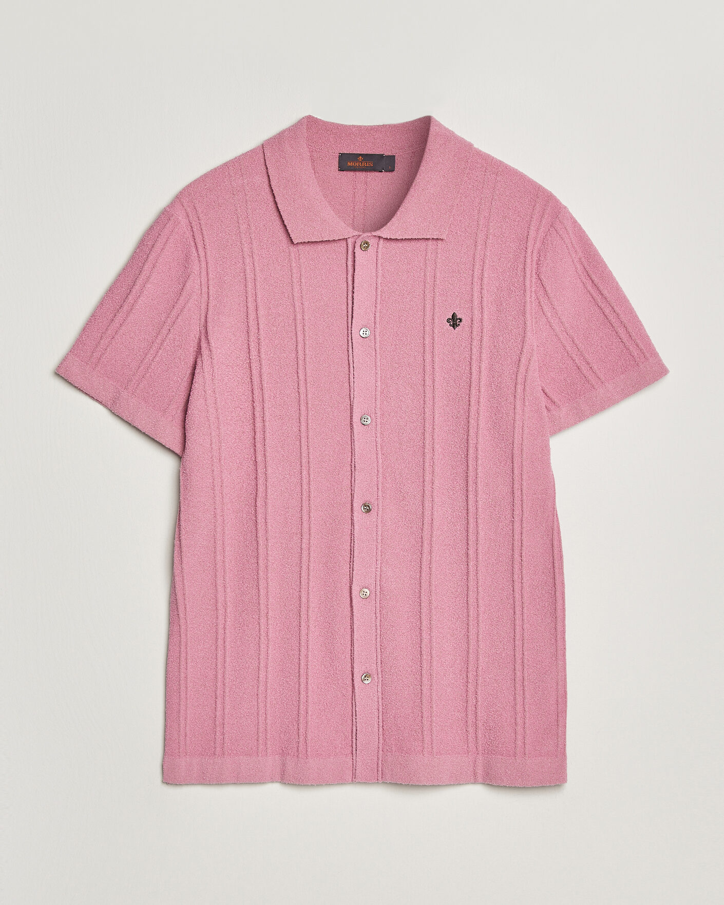 Homme | Chemises | Morris | Clayton Knitted Short Sleeve Shirt Pink
