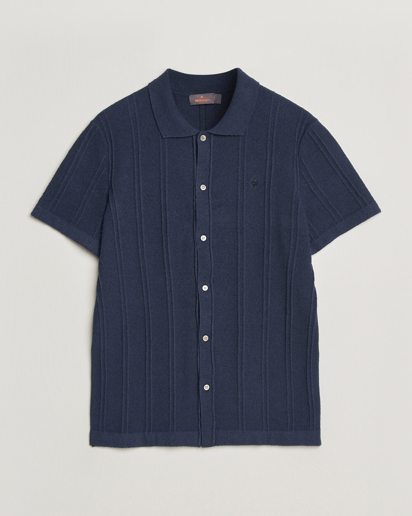 Homme | Chemises | Morris | Clayton Knitted Short Sleeve Shirt Dark Blue
