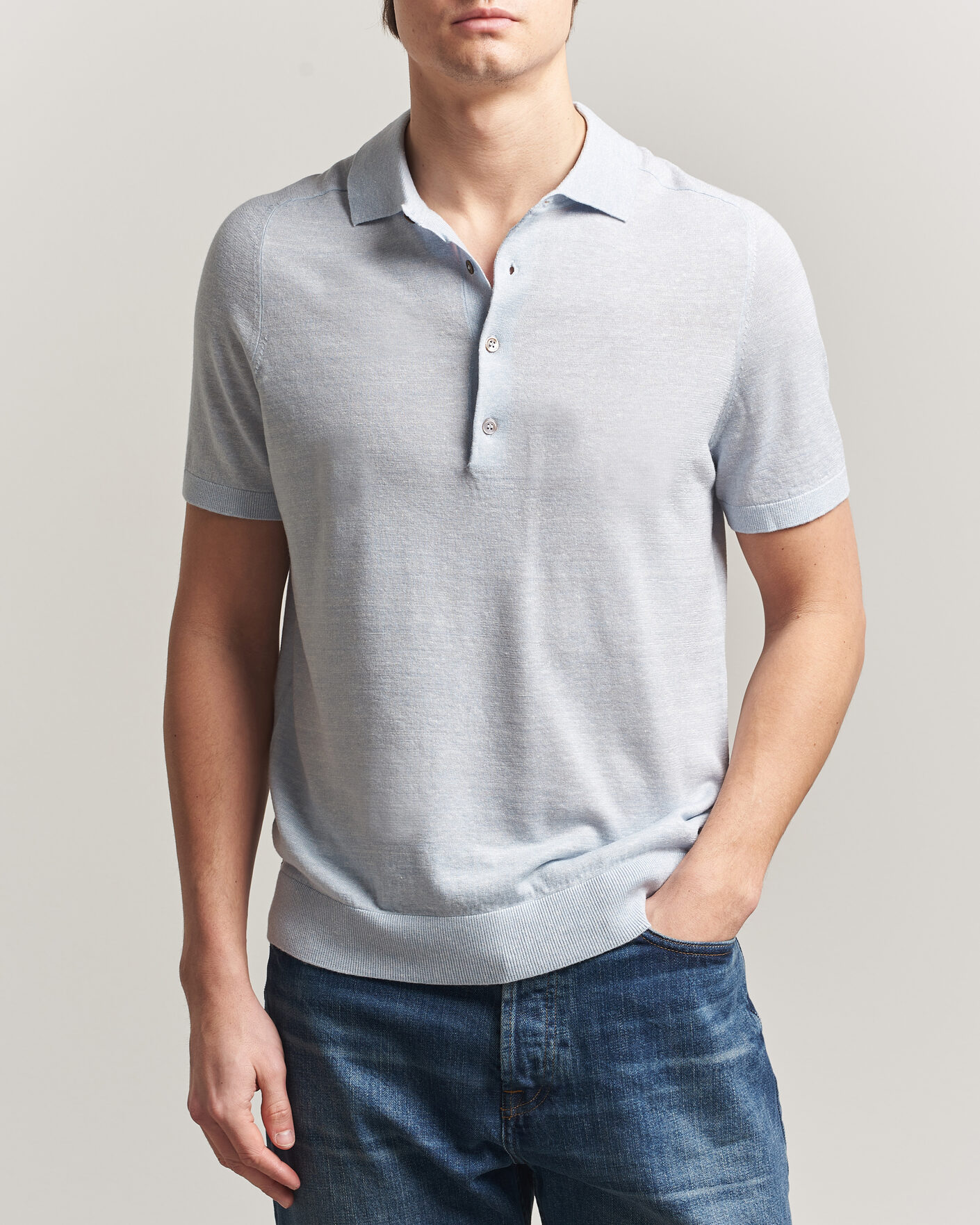 Homme | Polos | Morris | Colin Short Sleeve Polo Shirt Light Blue