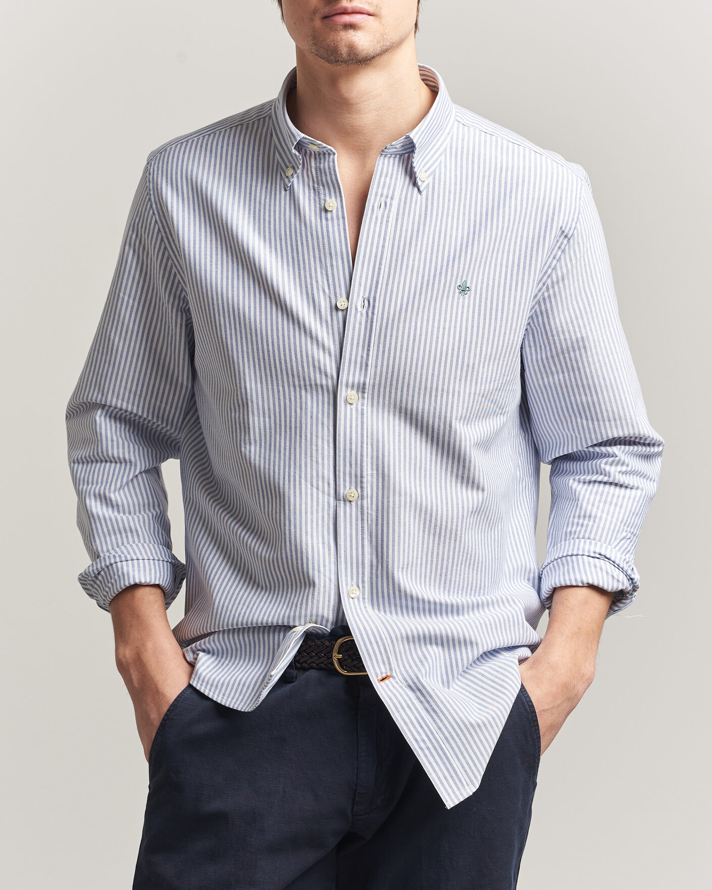 Homme | Chemises | Morris | Douglas Striped Oxford Shirt Dark Blue