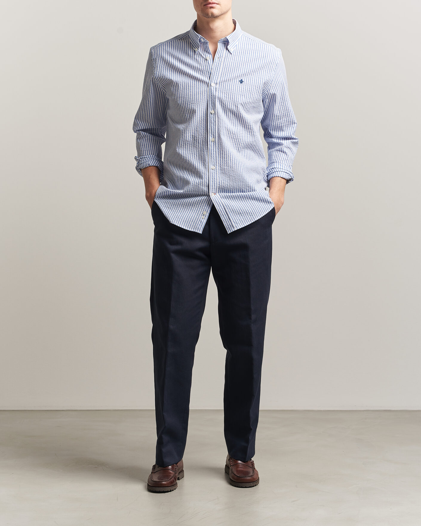 Homme | Chemises | Morris | Seersucker Shirt Blue