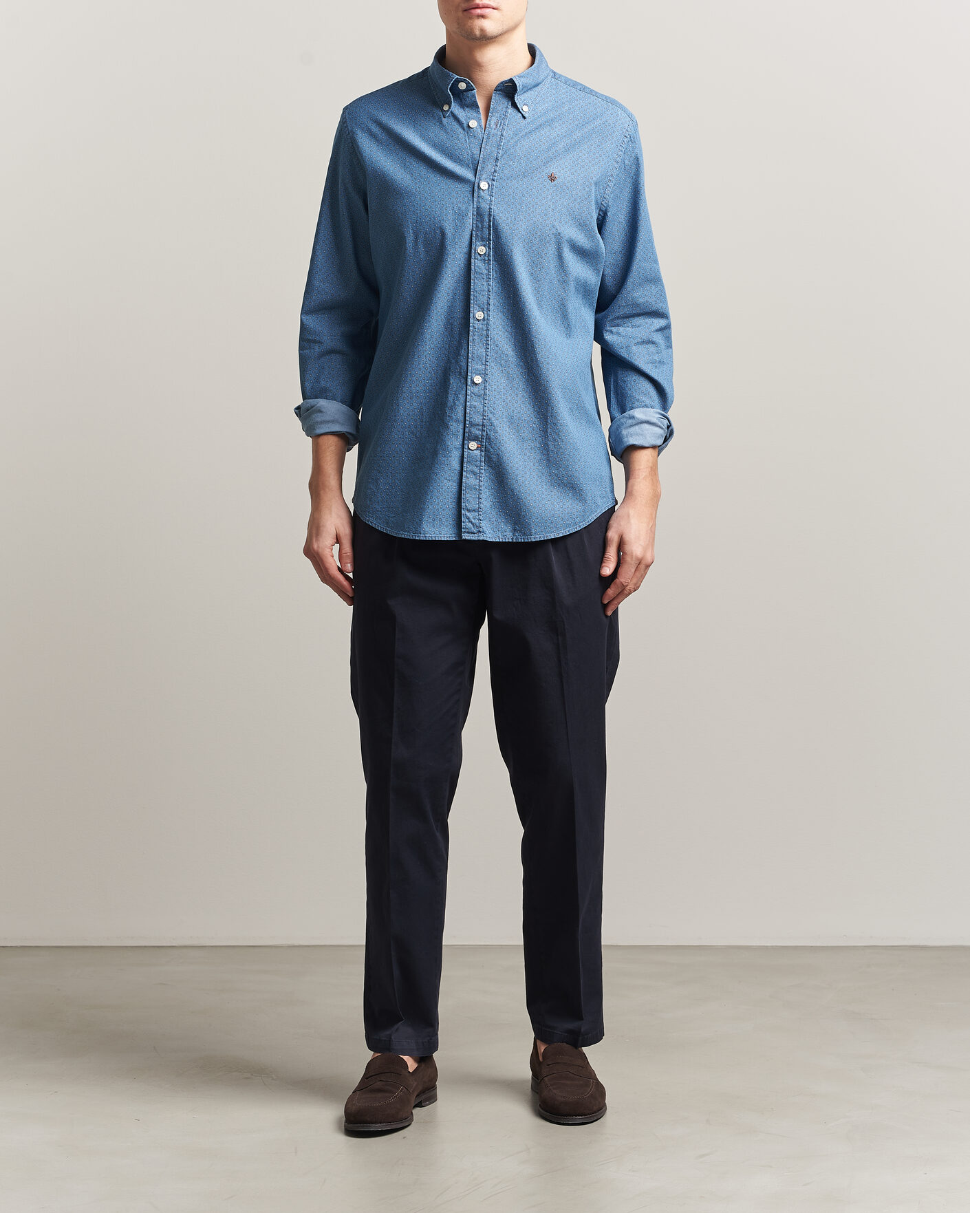 Homme | Chemises | Morris | Denim Printed Shirt Blue