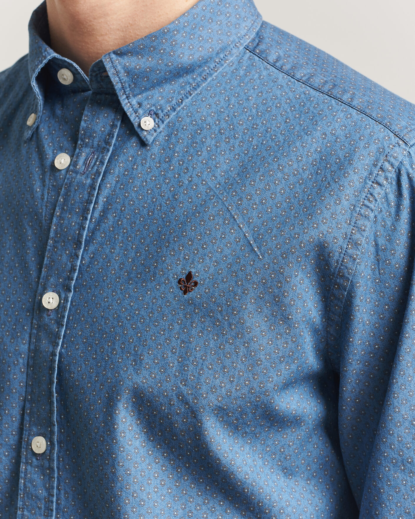 Homme | Chemises | Morris | Denim Printed Shirt Blue