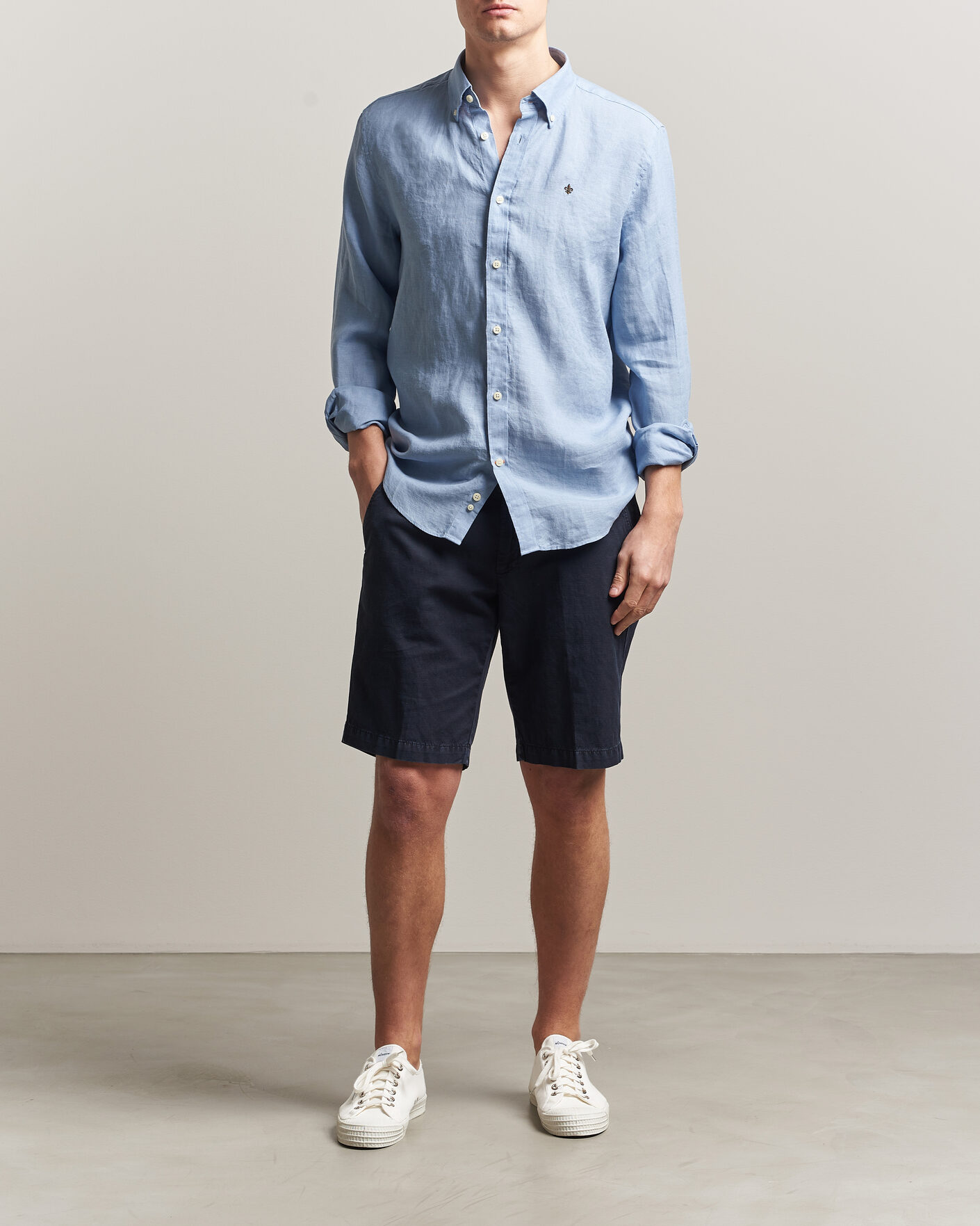Homme | Chemises | Morris | Douglas Button Down Linen Shirt Light Blue