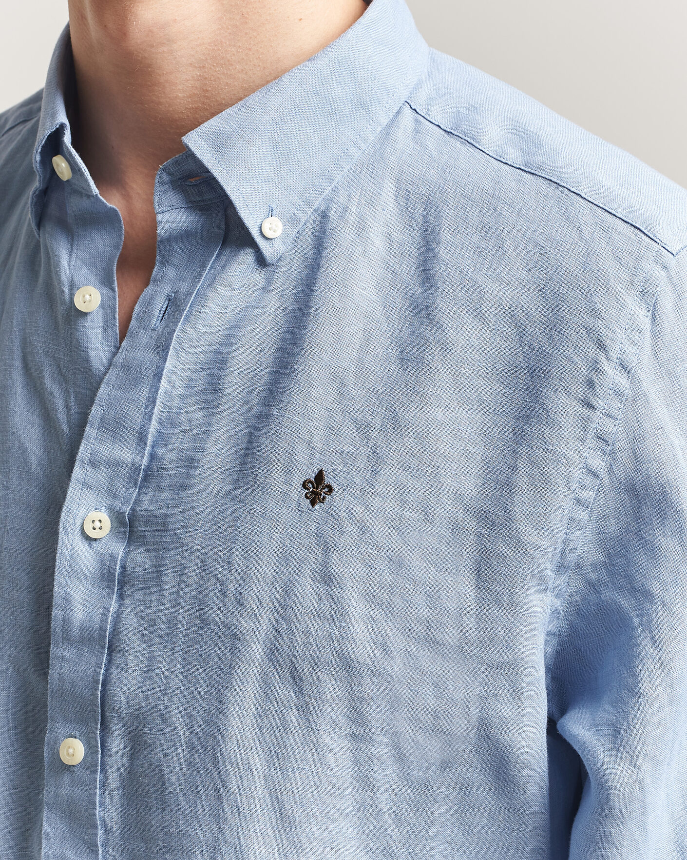 Homme | Chemises | Morris | Douglas Button Down Linen Shirt Light Blue