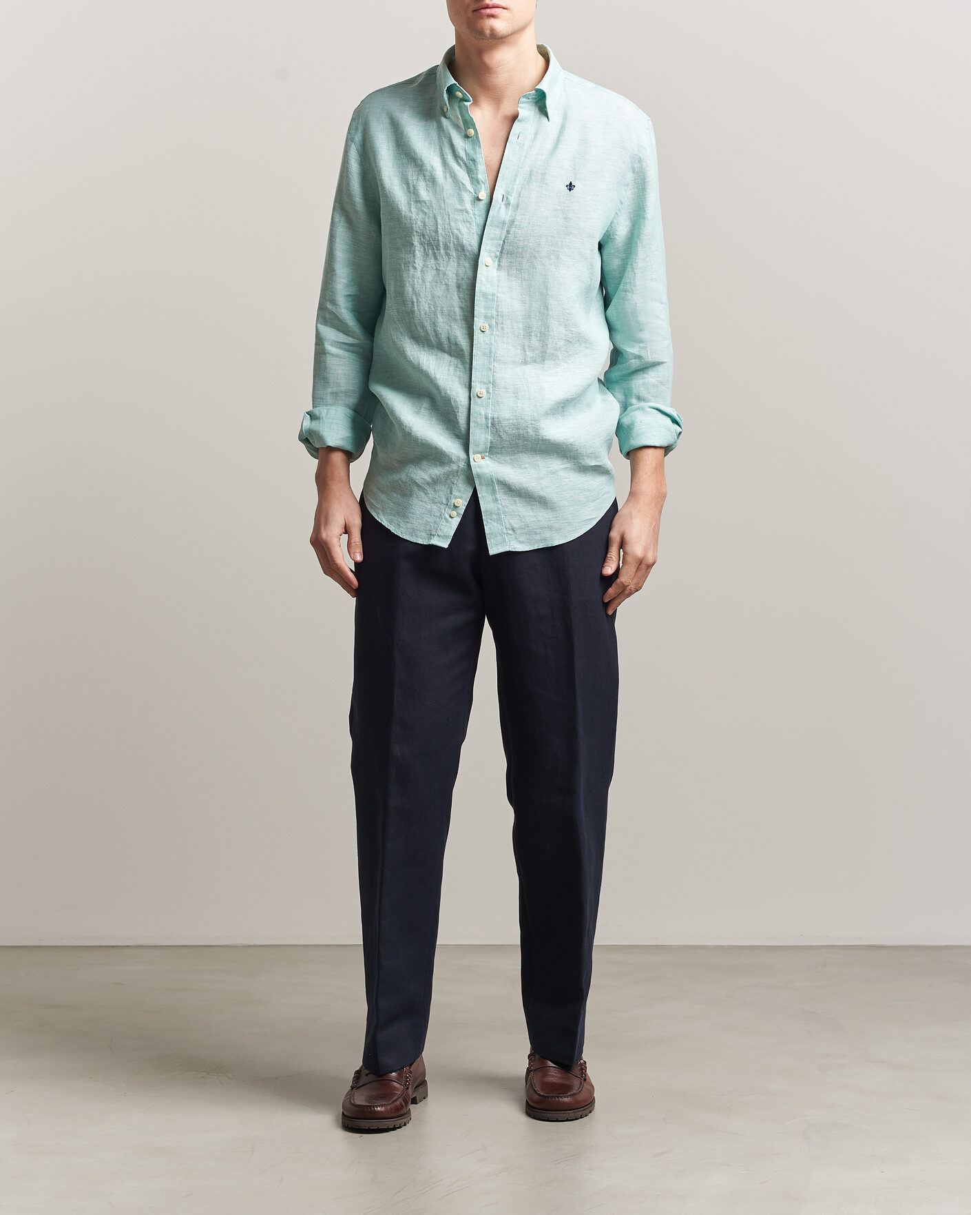 Homme | Chemises | Morris | Douglas Button Down Linen Shirt Green