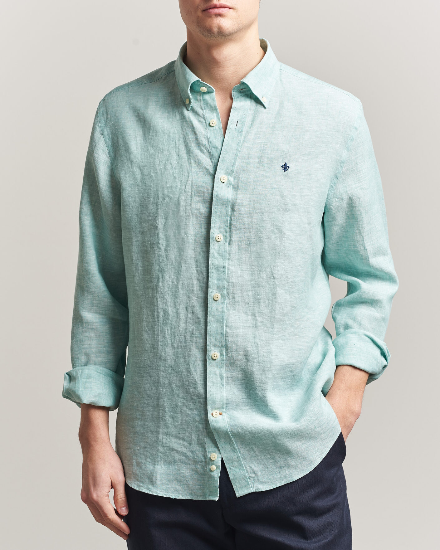 Homme | Chemises | Morris | Douglas Button Down Linen Shirt Green