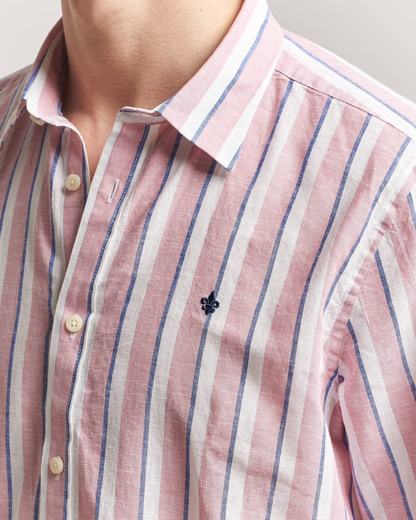 Homme | Chemises | Morris | Douglas Linen Striped Shirt Red/White