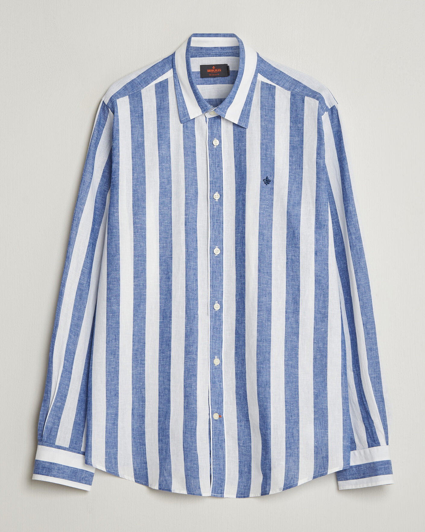 Homme | Chemises | Morris | Douglas Linen Striped Shirt Blue/White