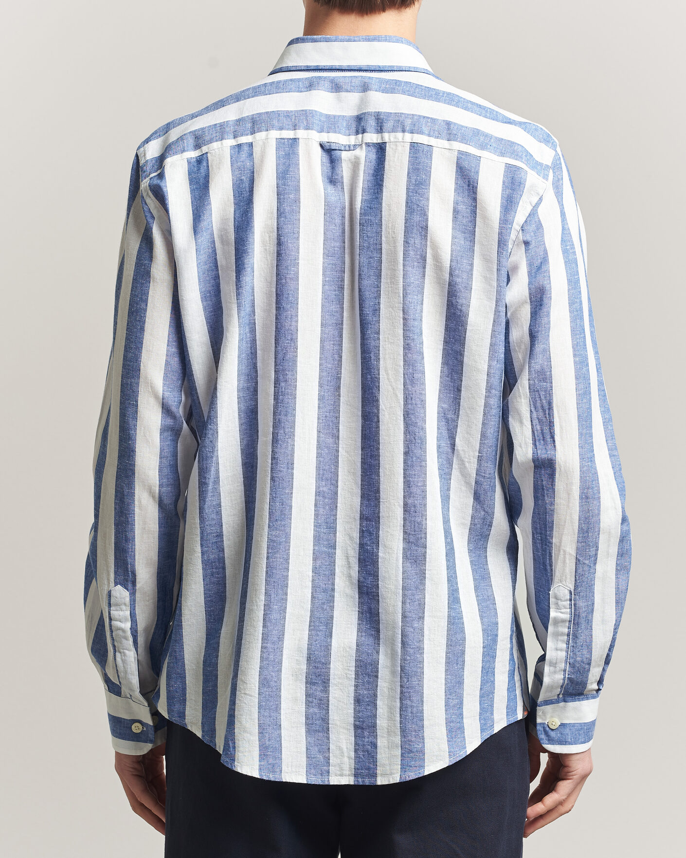 Homme | Chemises | Morris | Douglas Linen Striped Shirt Blue/White