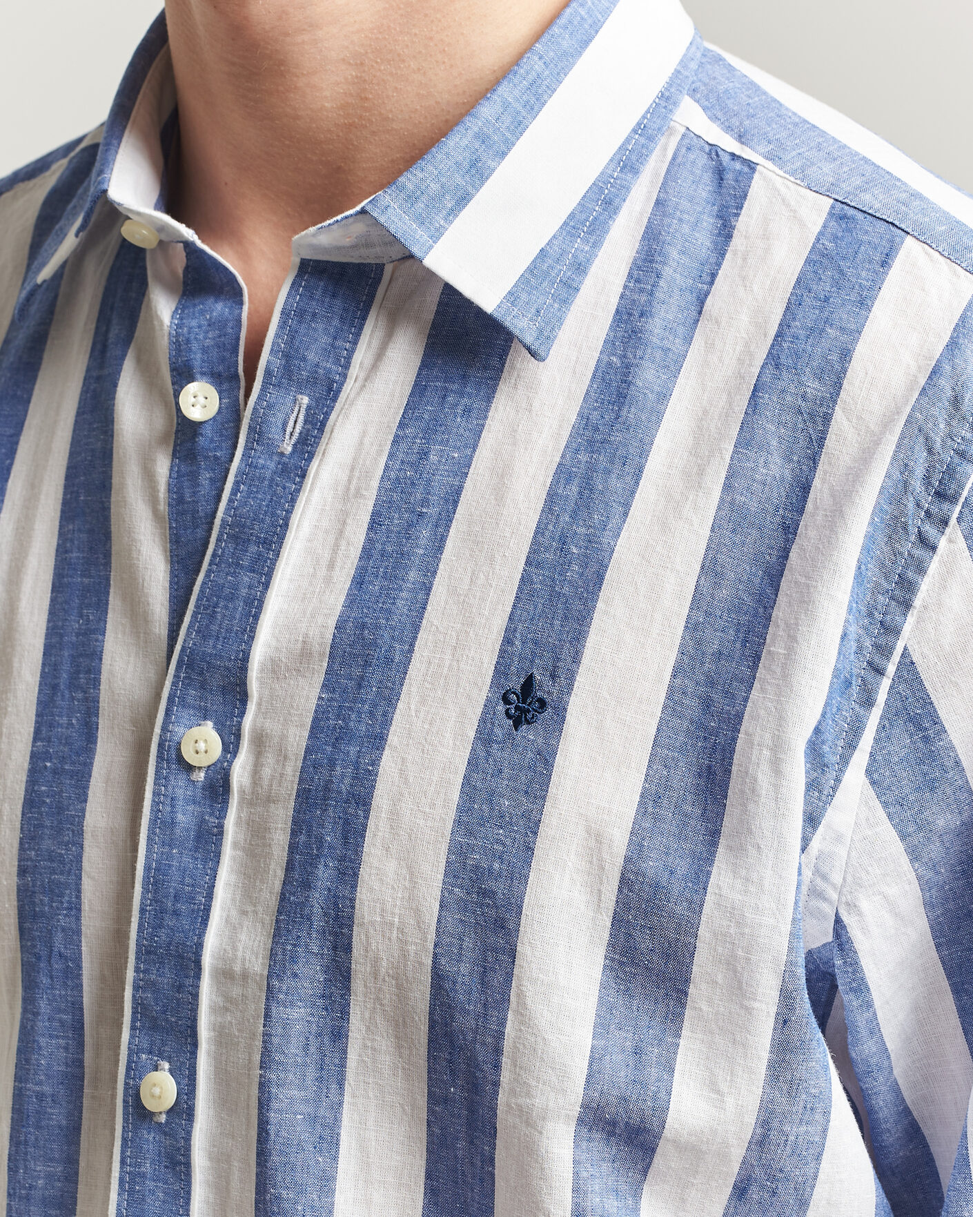 Homme | Chemises | Morris | Douglas Linen Striped Shirt Blue/White