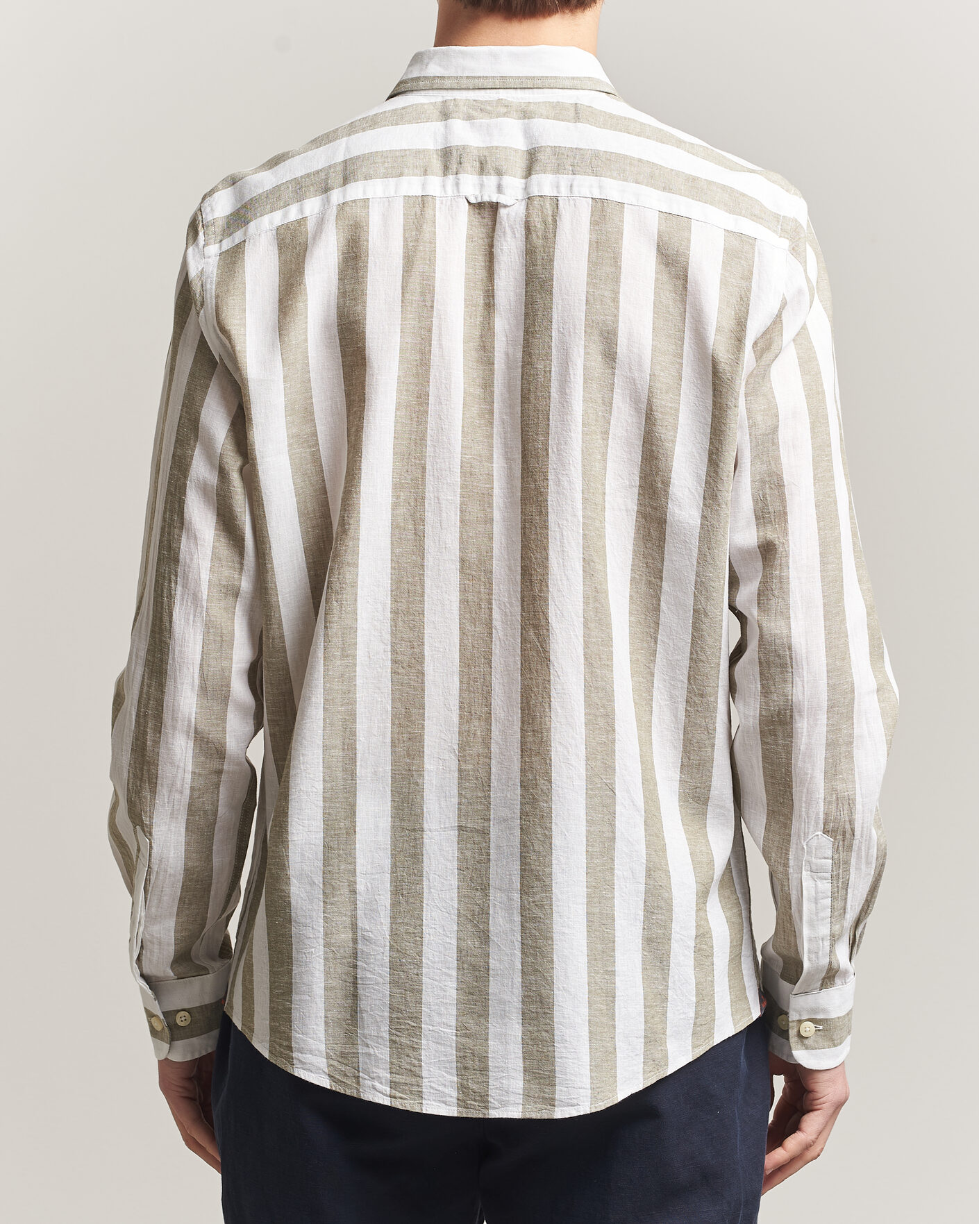 Homme | Chemises | Morris | Douglas Linen Striped Shirt Green/White