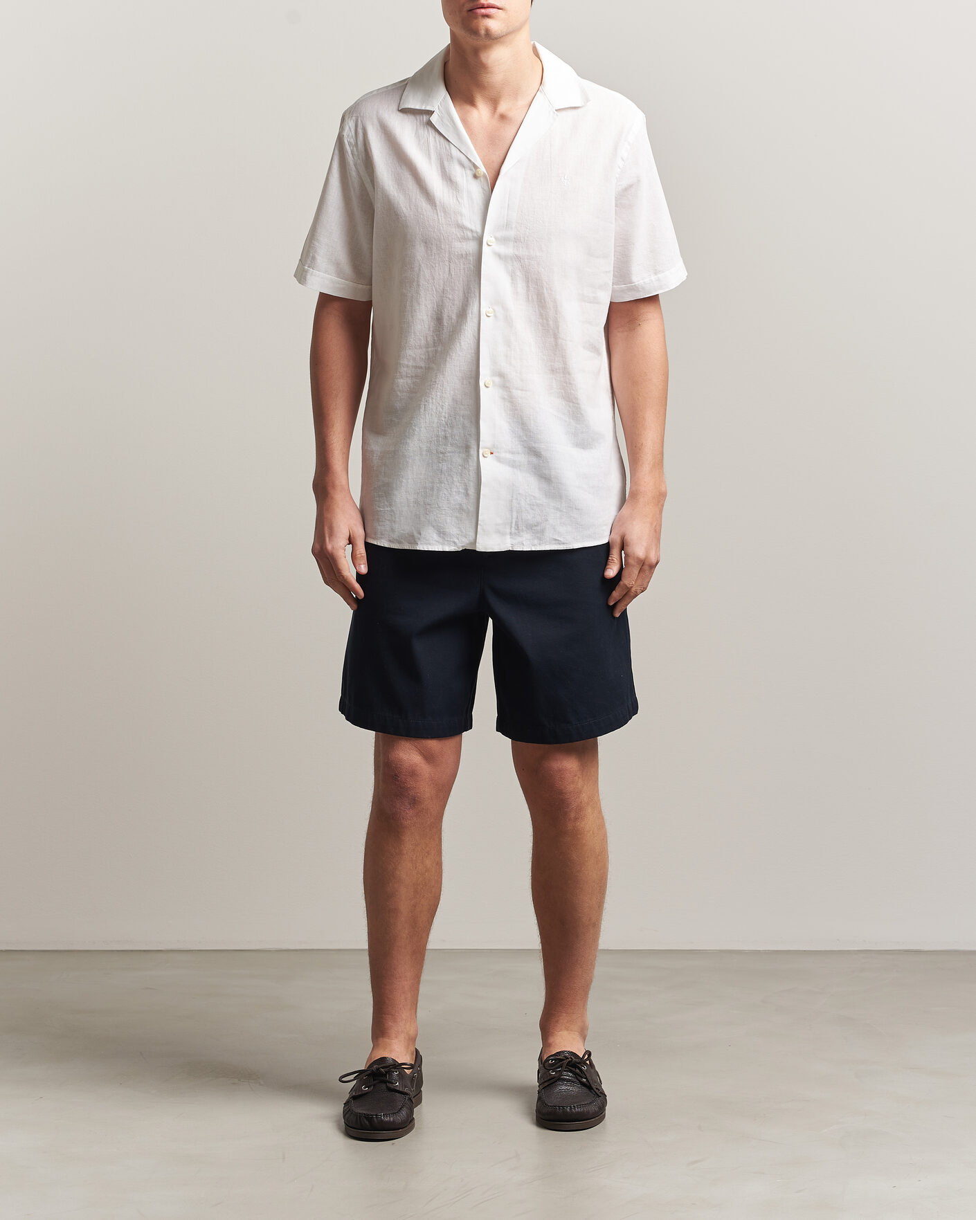 Homme | Chemises | Morris | Resort Short Sleeve Linen Shirt White