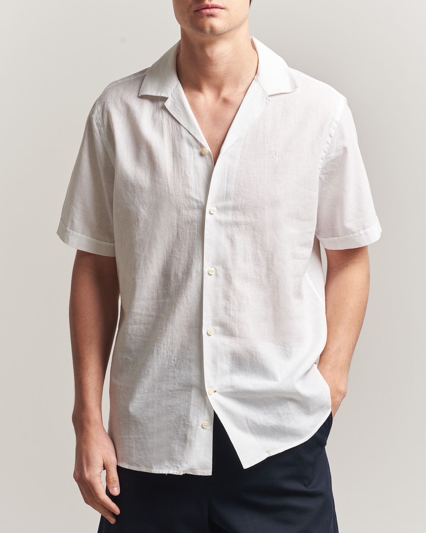 Homme | Chemises | Morris | Resort Short Sleeve Linen Shirt White