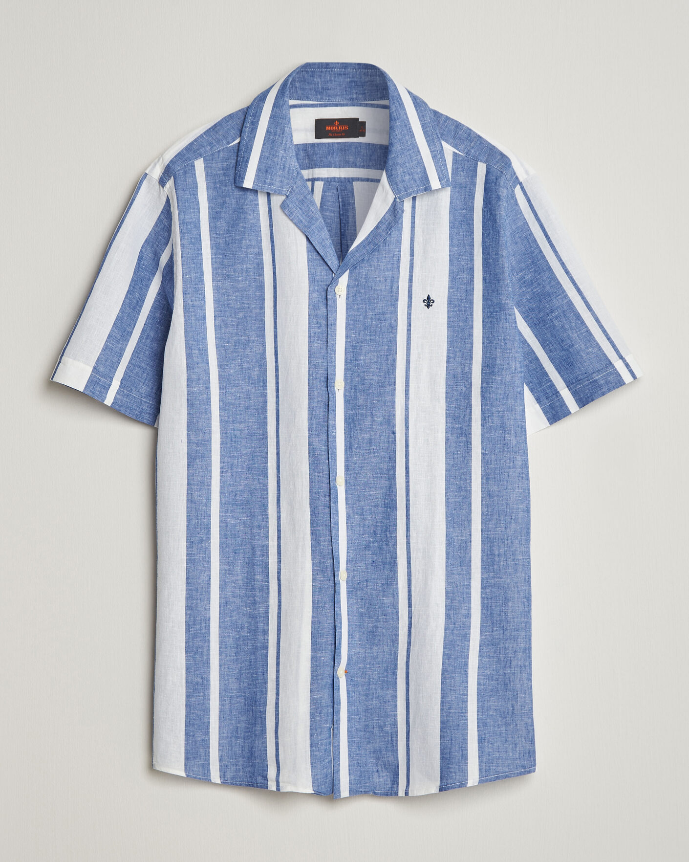 Homme | Chemises | Morris | Resort Short Sleeve Linen Shirt Blue