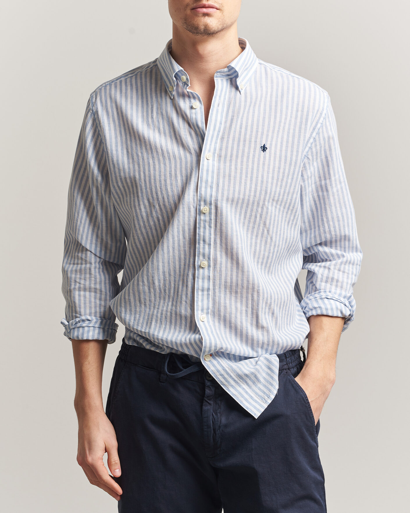 Homme | Chemises | Morris | Douglas Striped Linen Shirt Blue/White