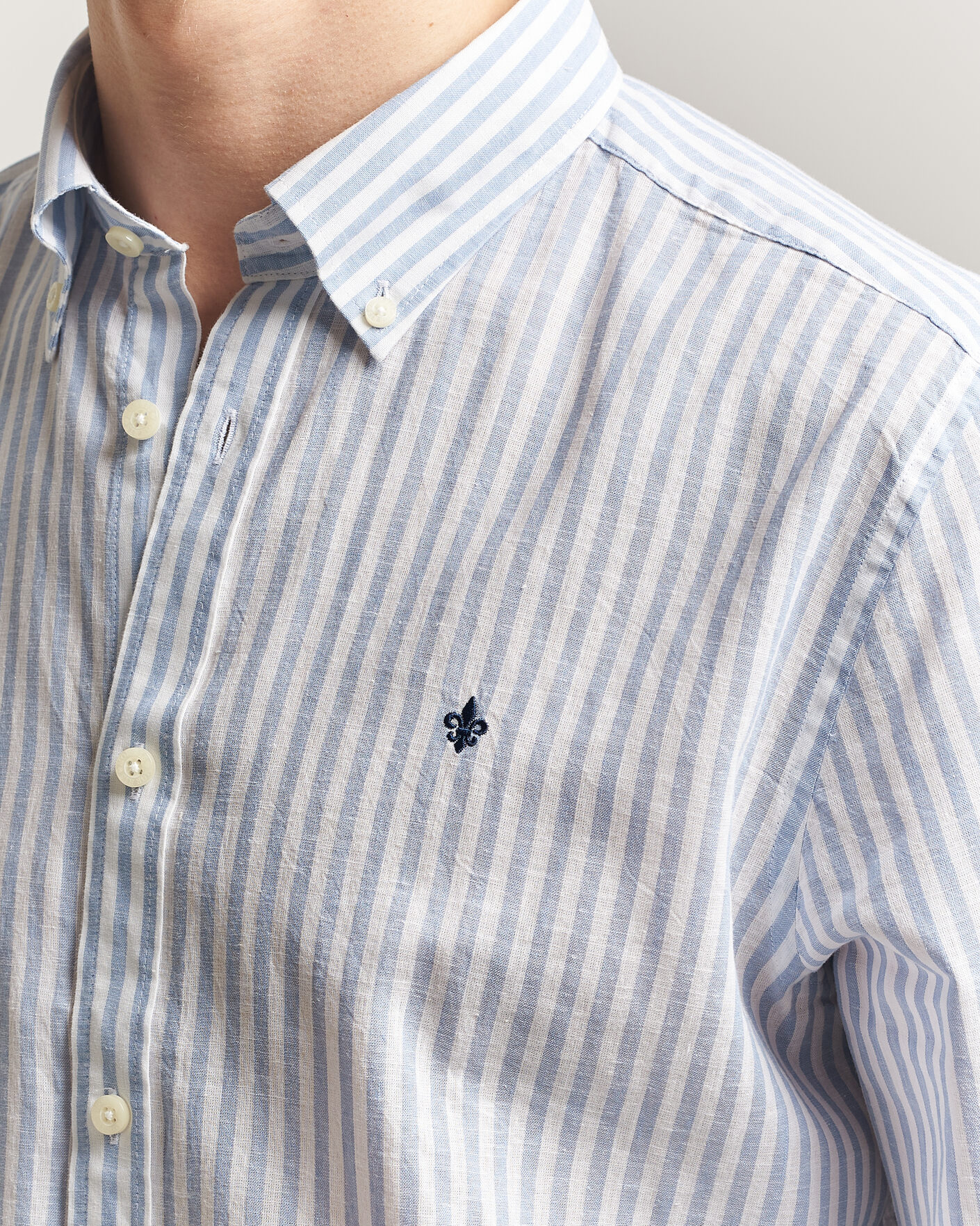 Homme | Chemises | Morris | Douglas Striped Linen Shirt Blue/White