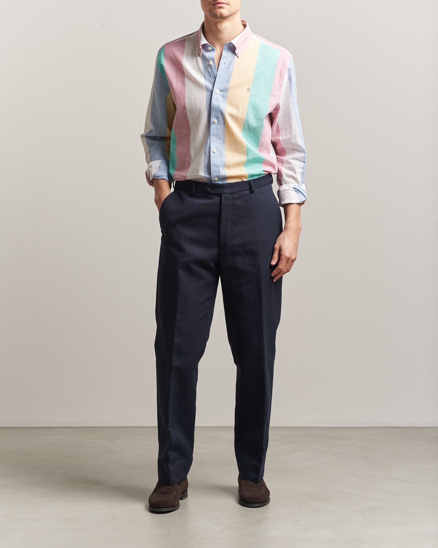 Homme | Chemises | Morris | Happy Striped Linen Shirt Multi