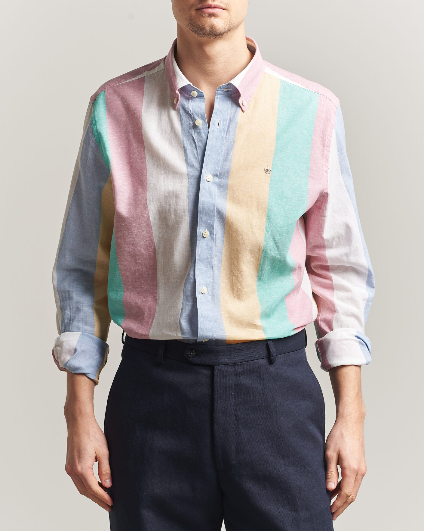 Homme | Chemises | Morris | Happy Striped Linen Shirt Multi