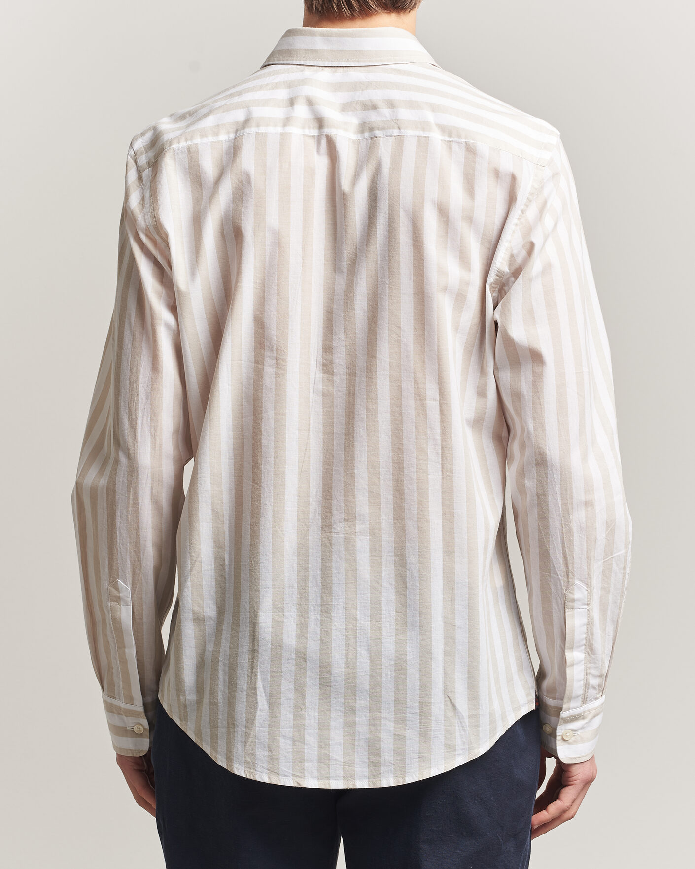 Homme | Chemises | Morris | Summer Striped Lighweight Shirt Khaki/White