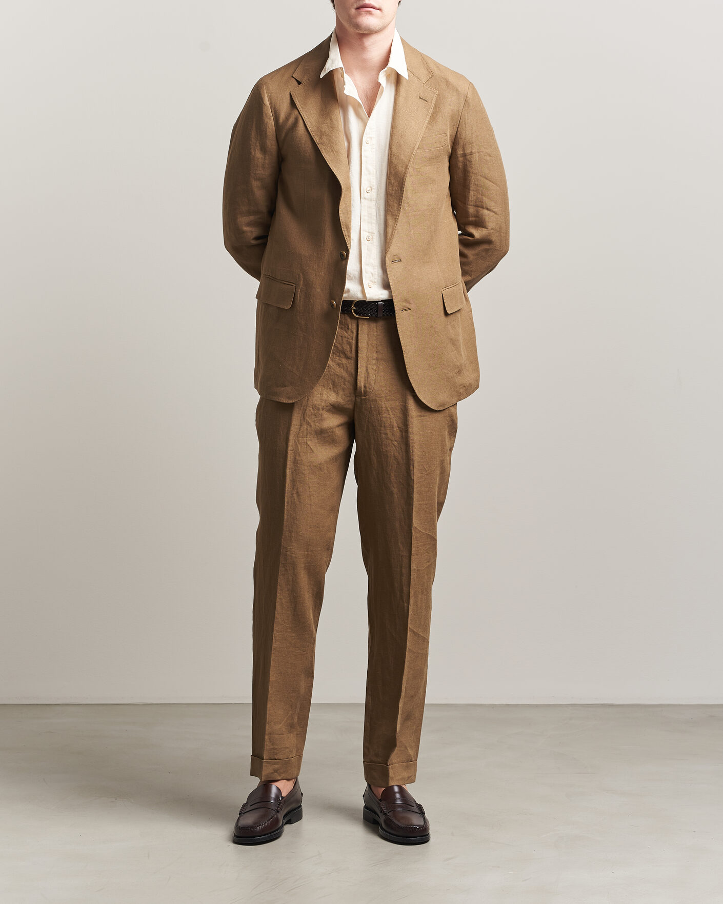 Homme | Pantalons | Polo Ralph Lauren | Linen Pleated Trousers Light Sable