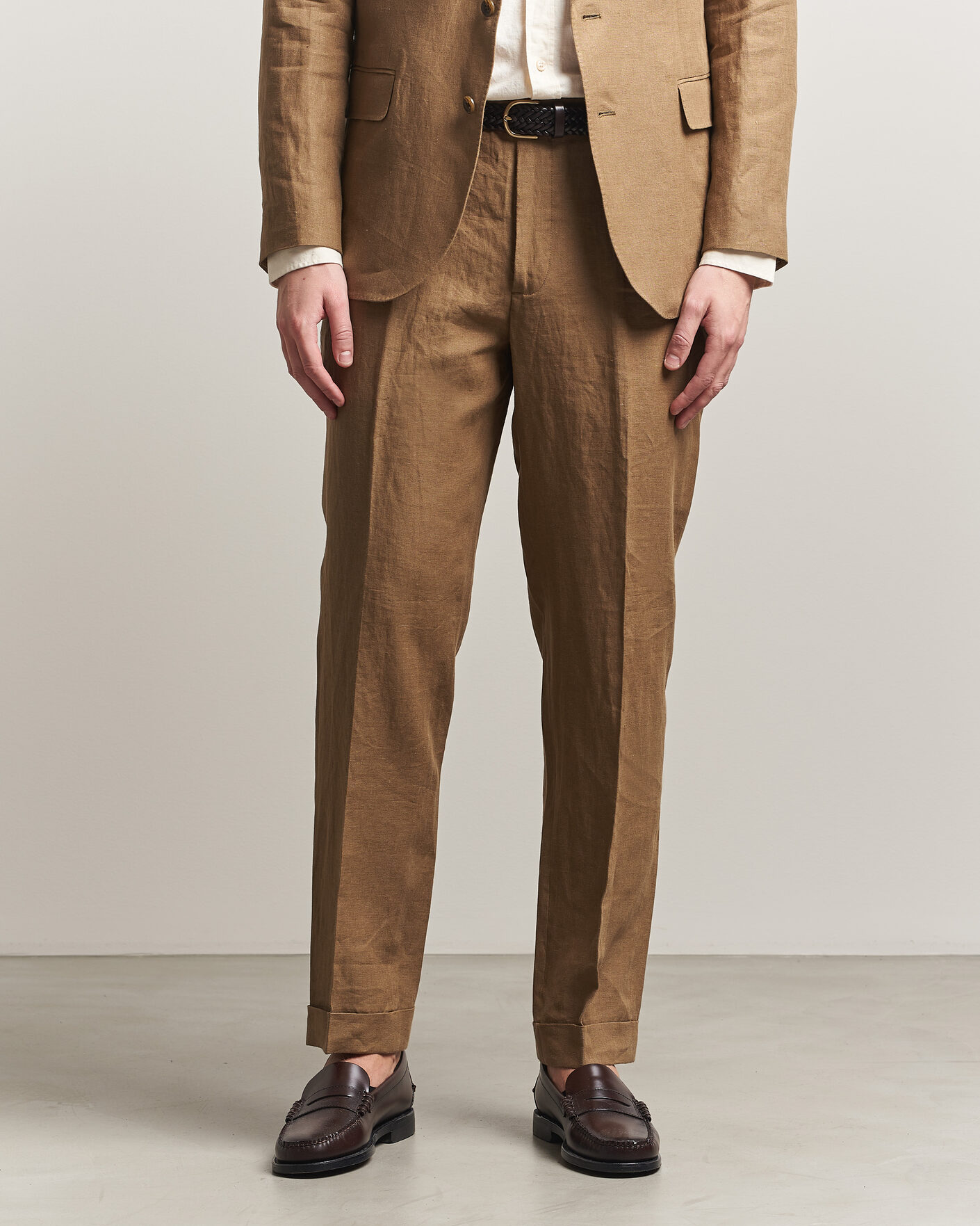 Homme | Pantalons | Polo Ralph Lauren | Linen Pleated Trousers Light Sable