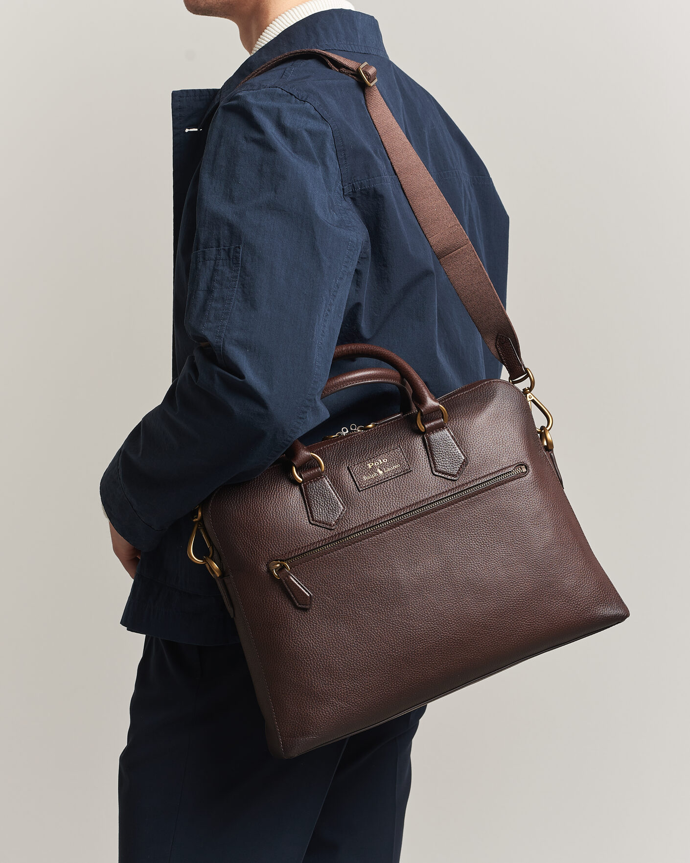 Homme | Sacs | Polo Ralph Lauren | Pebble Leather Briefcase Dark Brown