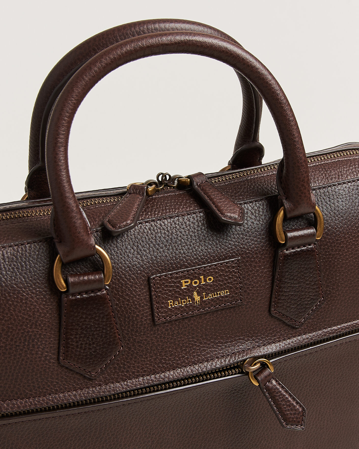 Homme | Sacs | Polo Ralph Lauren | Pebble Leather Briefcase Dark Brown