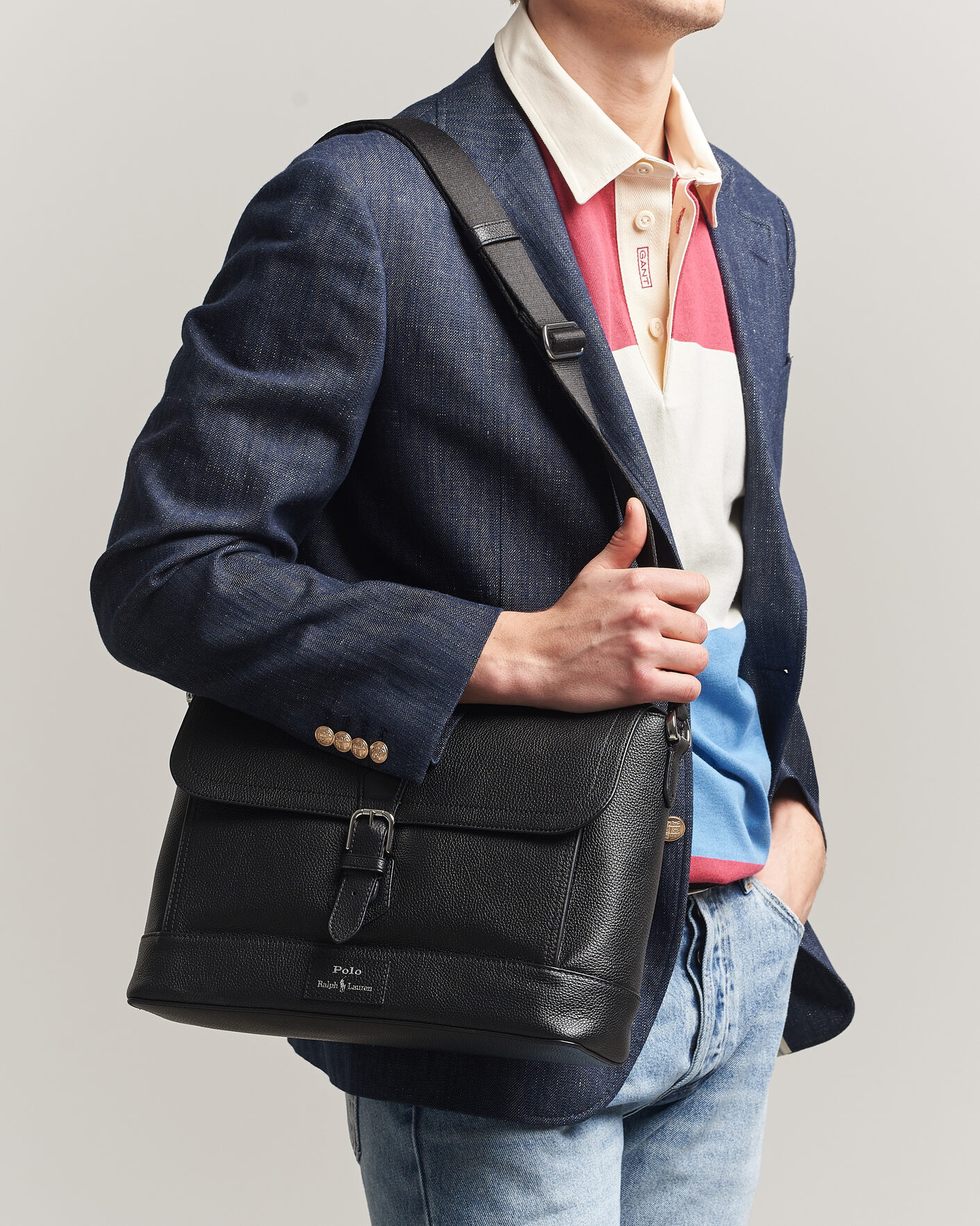 Homme | Sacs | Polo Ralph Lauren | Pebble Leather Messenger Bag Black