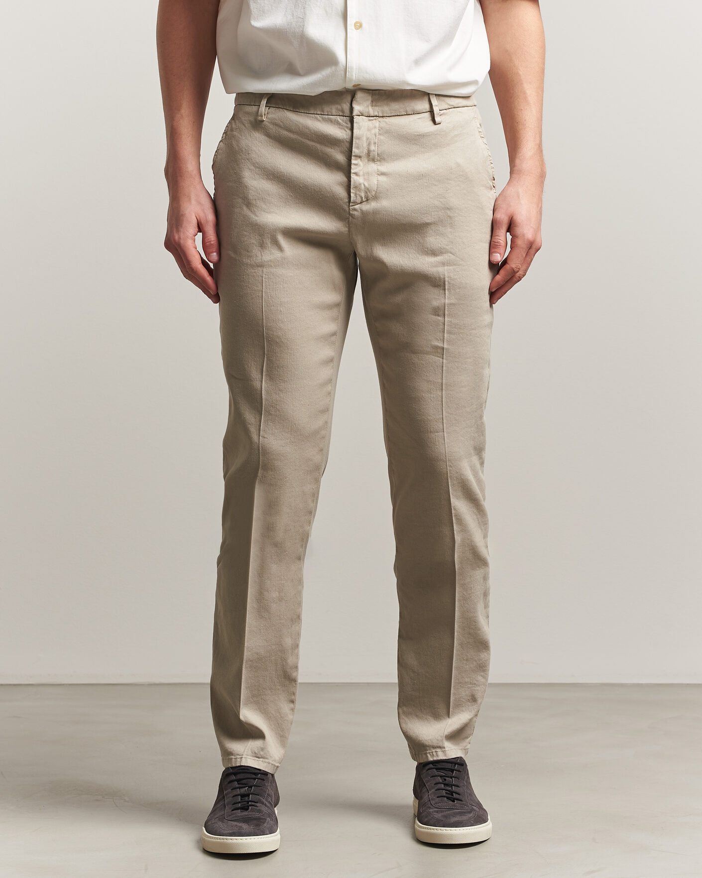 Homme | Pantalons | Dondup | Spiritisimo Linen Stretch Chinos Beige
