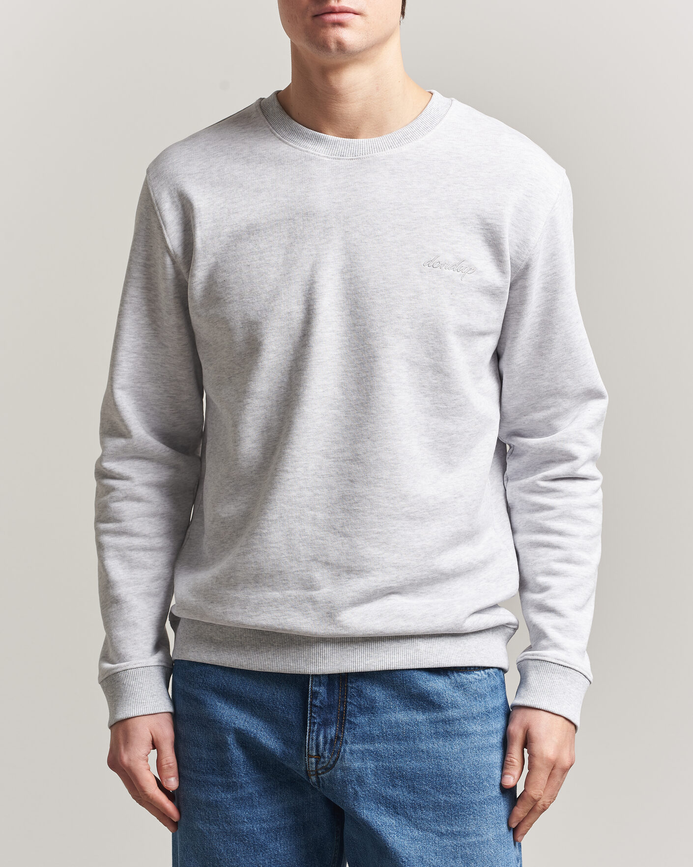 Homme | Pulls Et Tricots | Dondup | Logo Crew Neck Sweatshirt Light Grey Melange