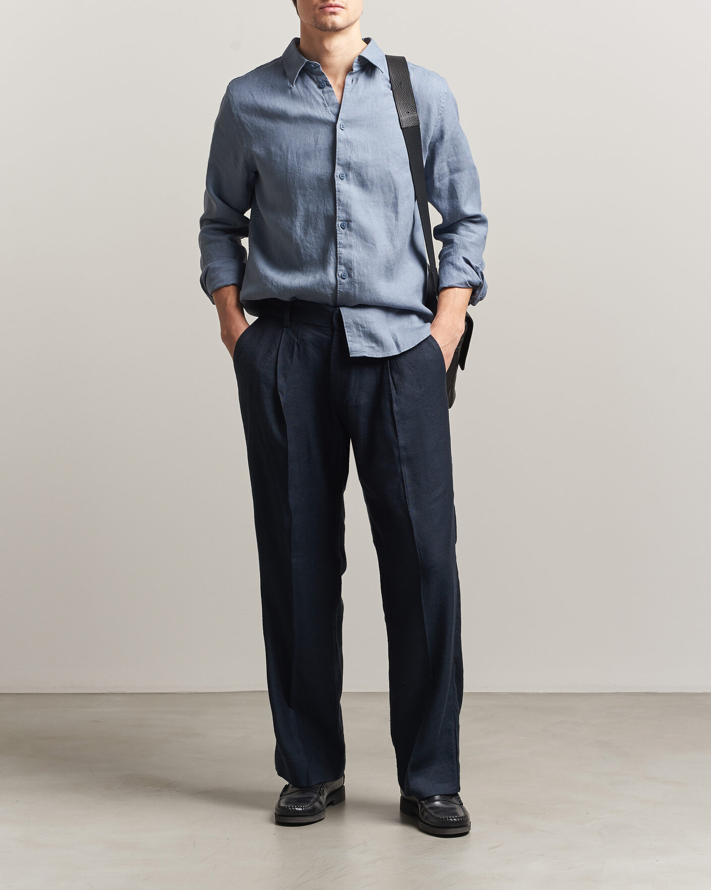 Homme | Pantalons | NN07 | Kay Linen/Viscose Drawstring Trousers Deep Navy