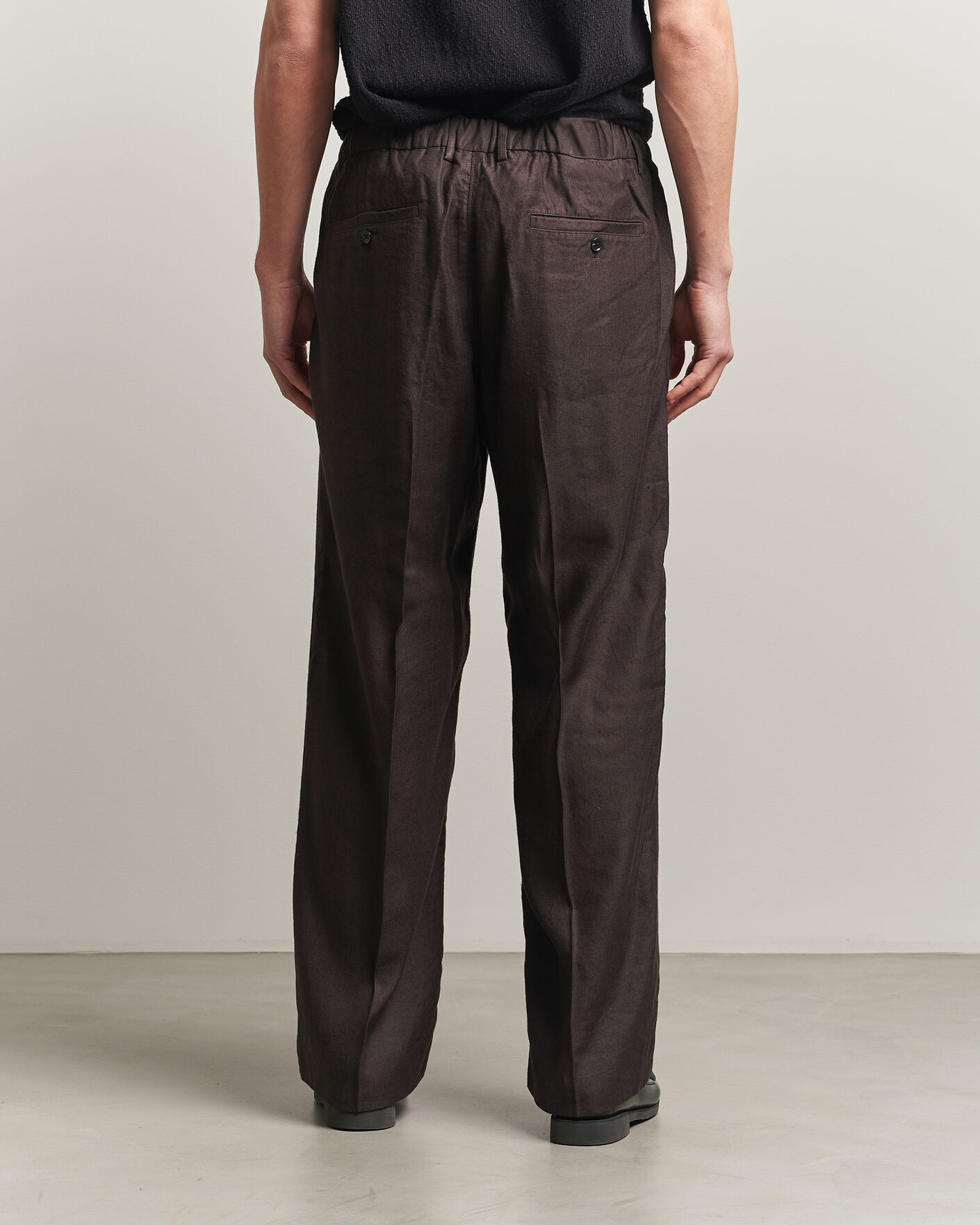 Homme | Pantalons | NN07 | Kay Linen/Viscose Drawstring Trousers Deep Truffle