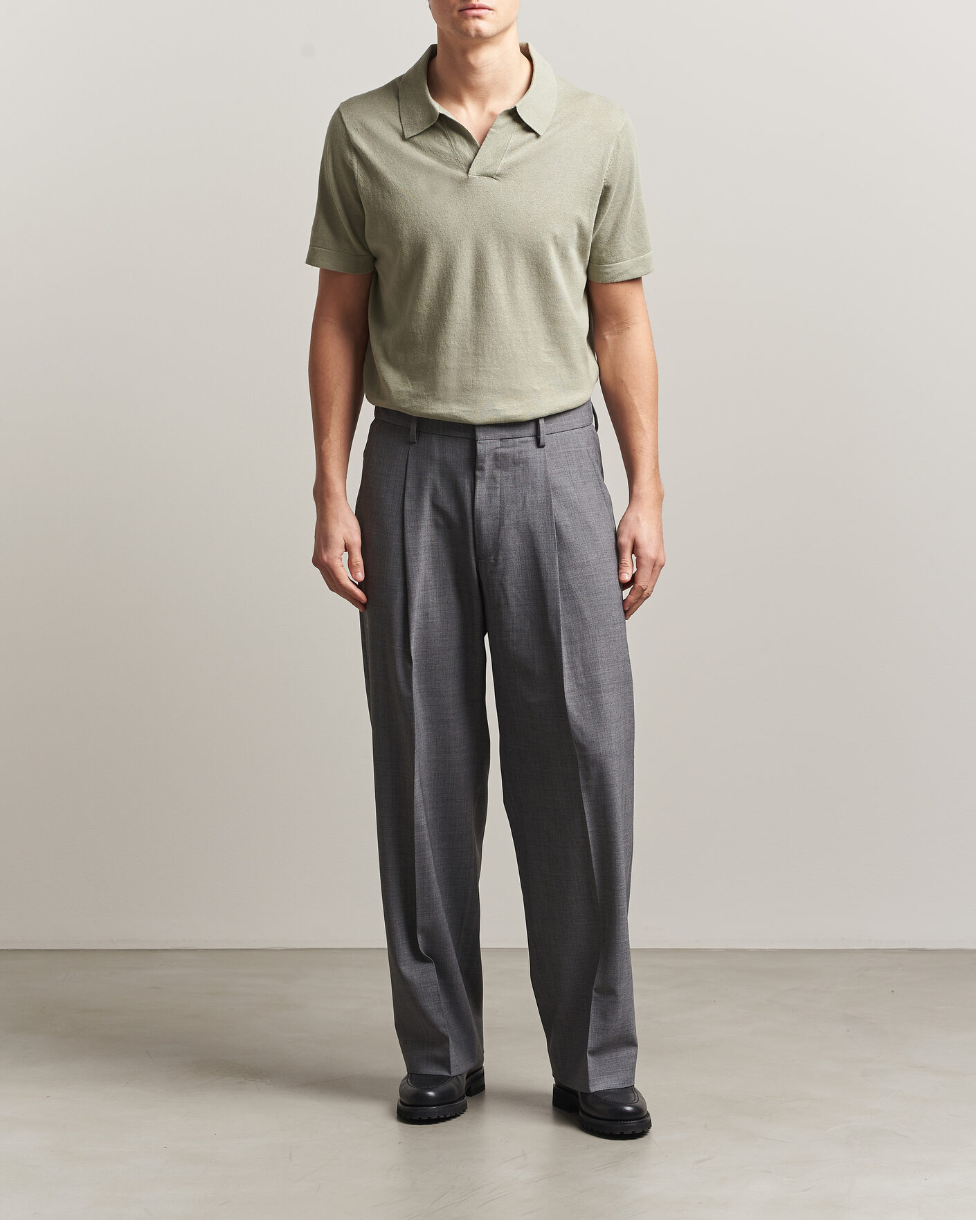 Homme | Pantalons | NN07 | Kay Summer Wool Drawstring Trousers Light Grey Melange