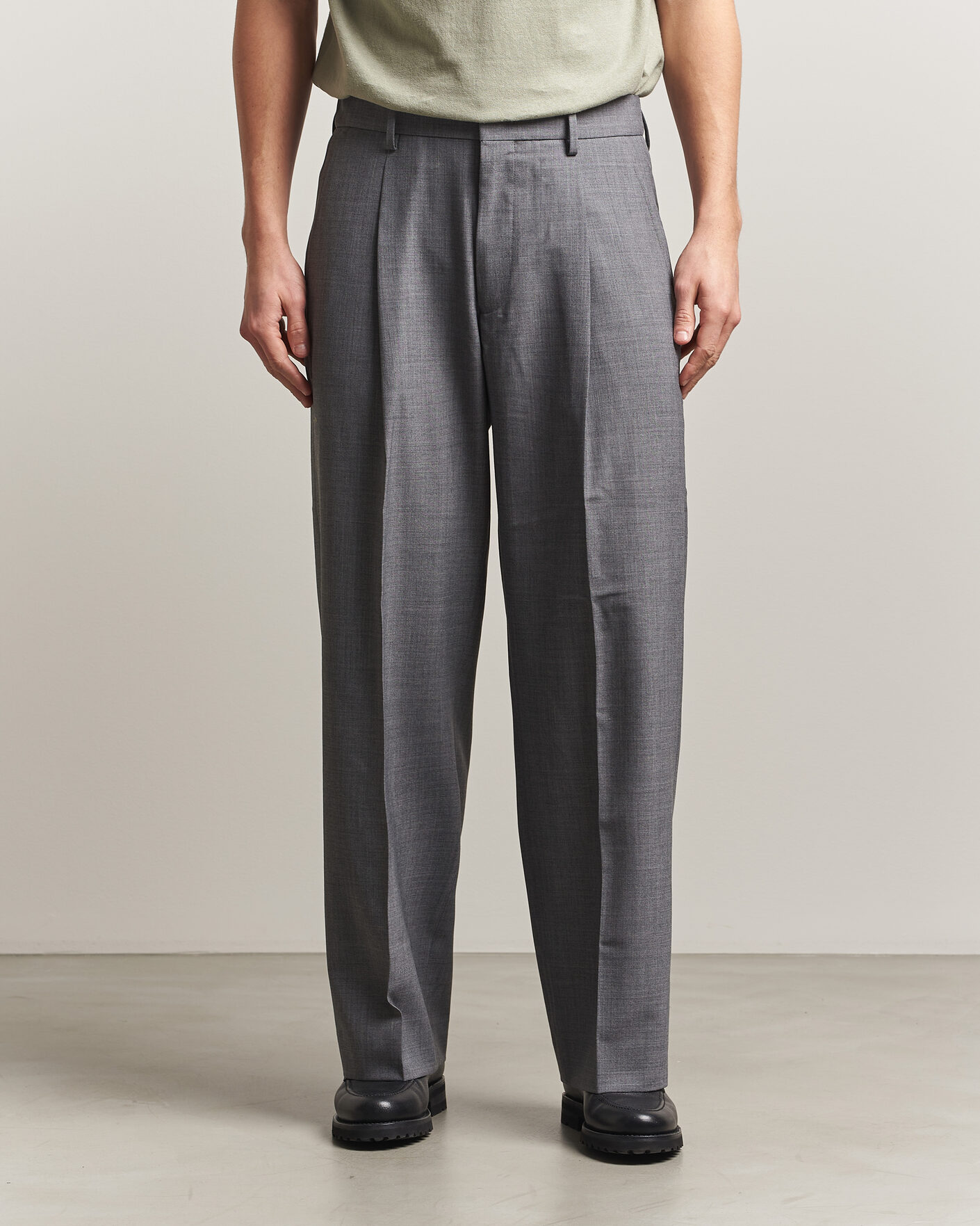 Homme | Pantalons | NN07 | Kay Summer Wool Drawstring Trousers Light Grey Melange