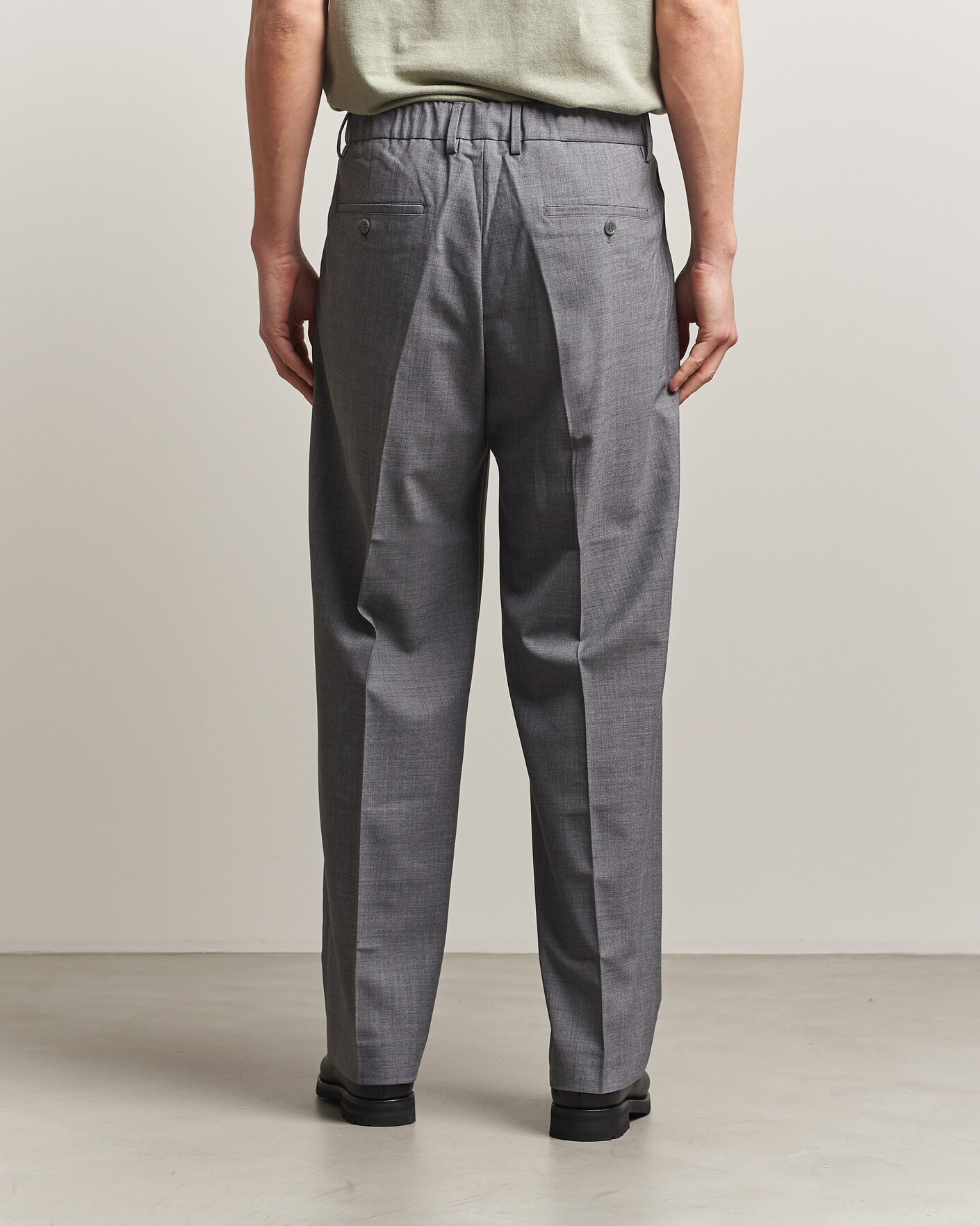 Homme | Pantalons | NN07 | Kay Summer Wool Drawstring Trousers Light Grey Melange