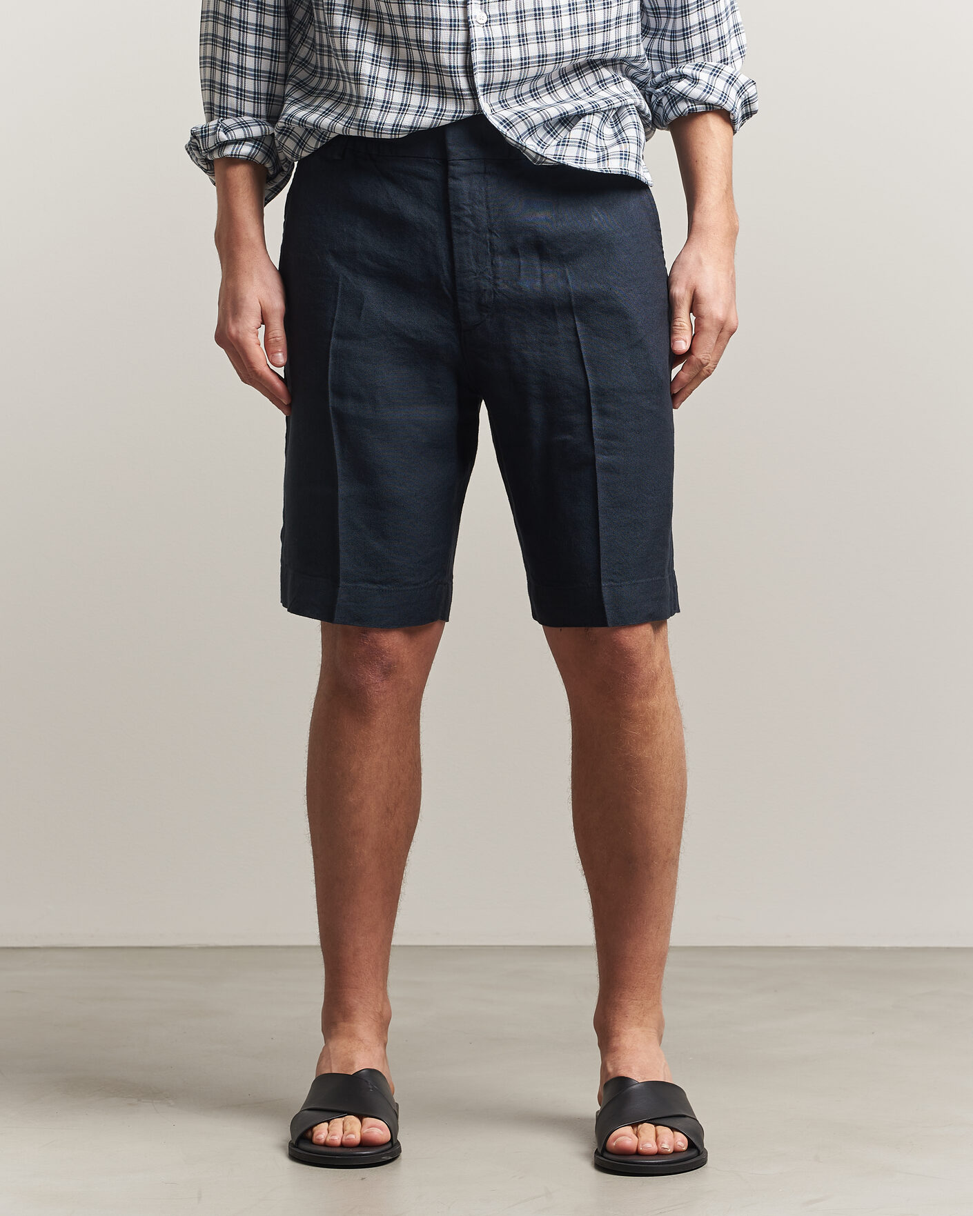 Homme | Shorts | NN07 | Billie Linen/Viscose Drawstring Shorts Deep Navy