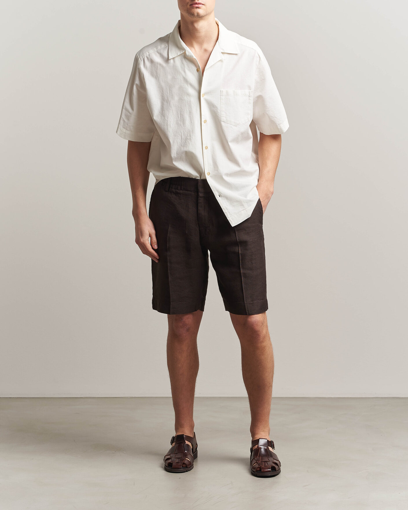 Homme | Shorts | NN07 | Billie Linen/Viscose Drawstring Shorts Deep Truffle